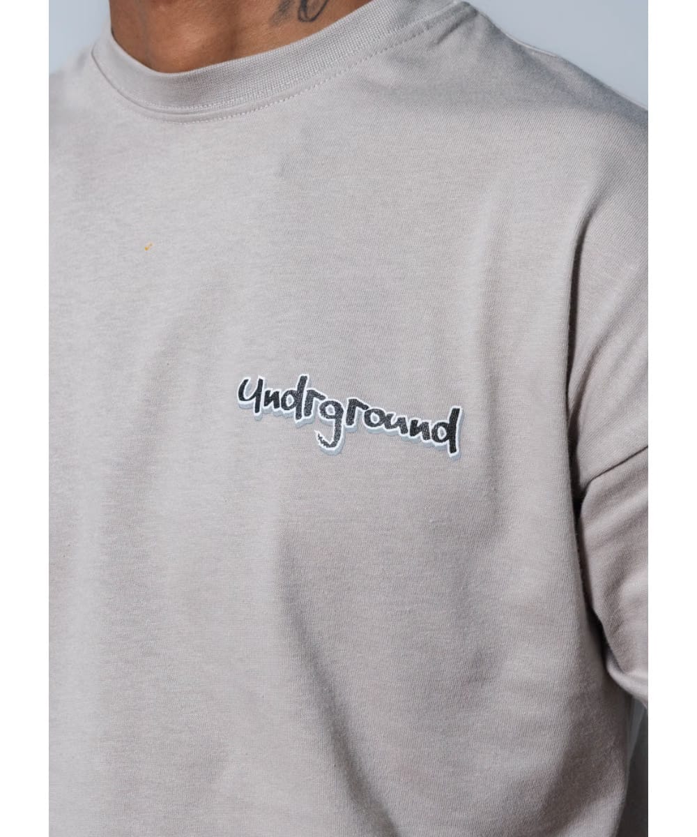 UNDRGROUND Leather Patch Tee (Taupe/Black)