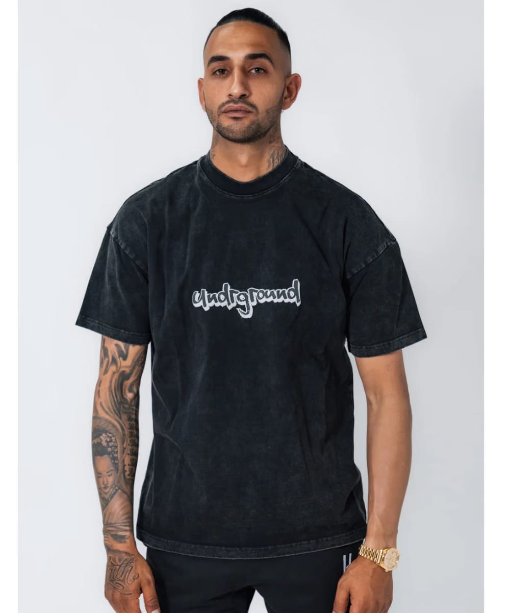 UNDRGROUND Wash Puff Print Tee (Black Acid)