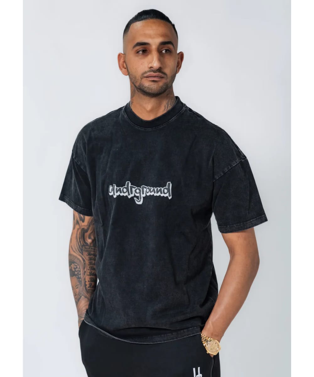 UNDRGROUND Wash Puff Print Tee (Black Acid)
