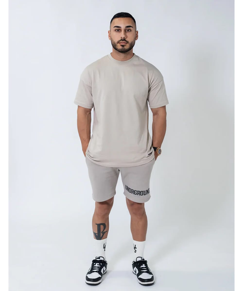 UNDRGROUND Double Print Cotton Shorts (Taupe)