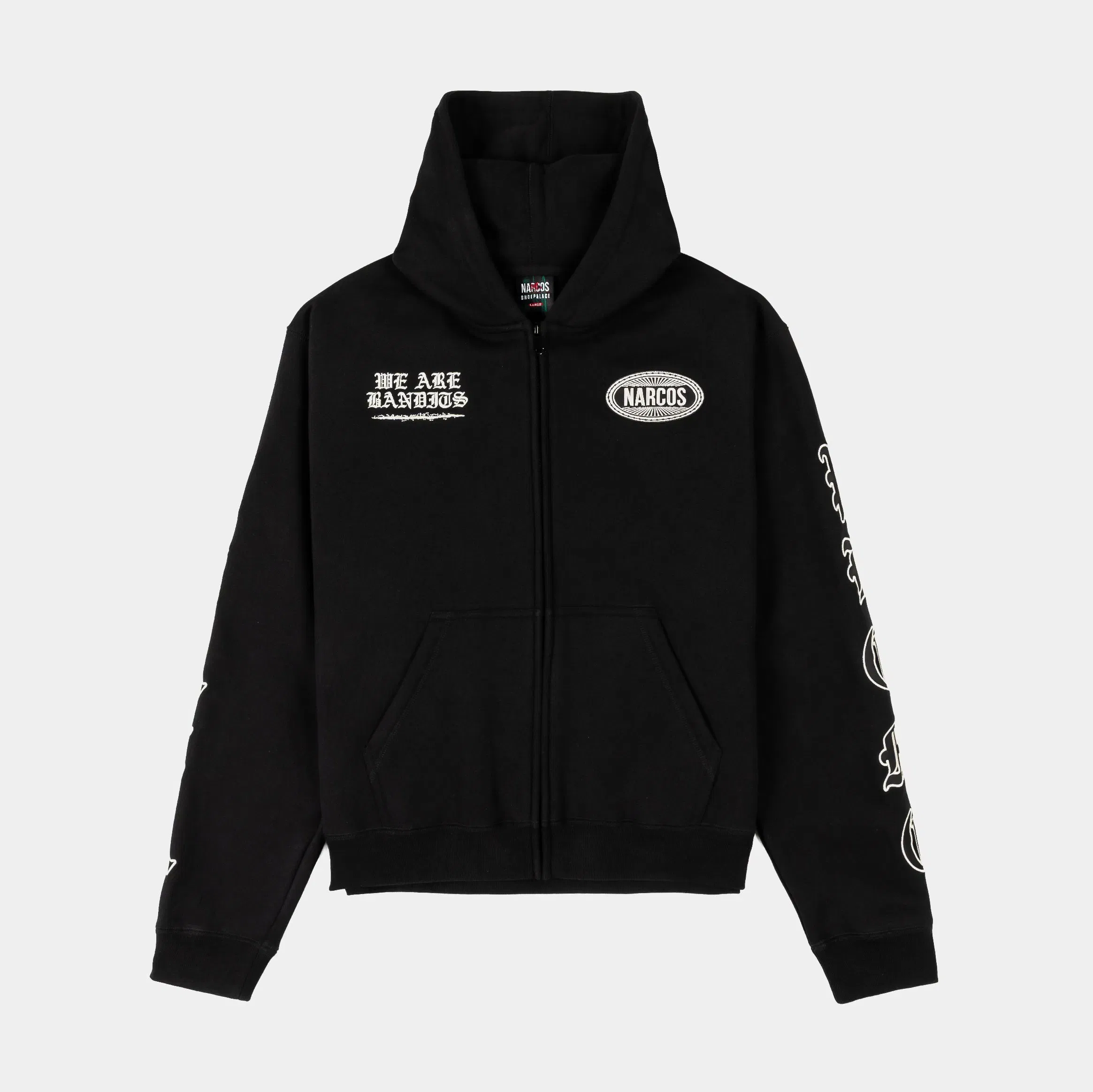 NARCOS X SP SP x Narcos Zip Up Fleece Mens Hoodie (Black/White)
