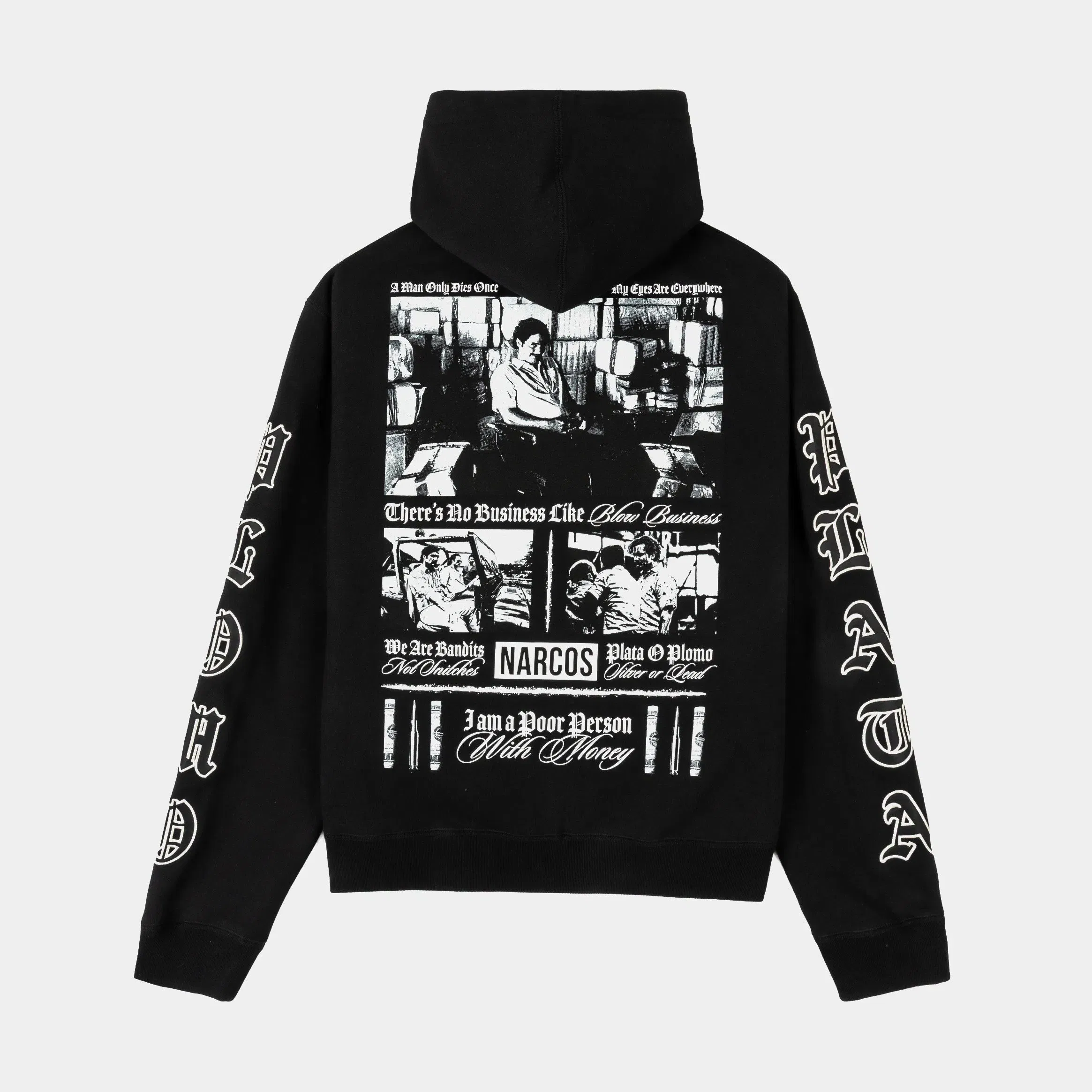 NARCOS X SP SP x Narcos Zip Up Fleece Mens Hoodie (Black/White)