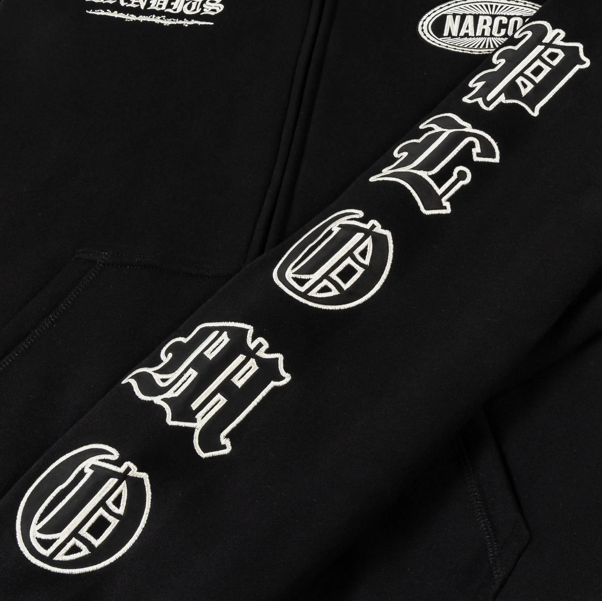 NARCOS X SP SP x Narcos Zip Up Fleece Mens Hoodie (Black/White)