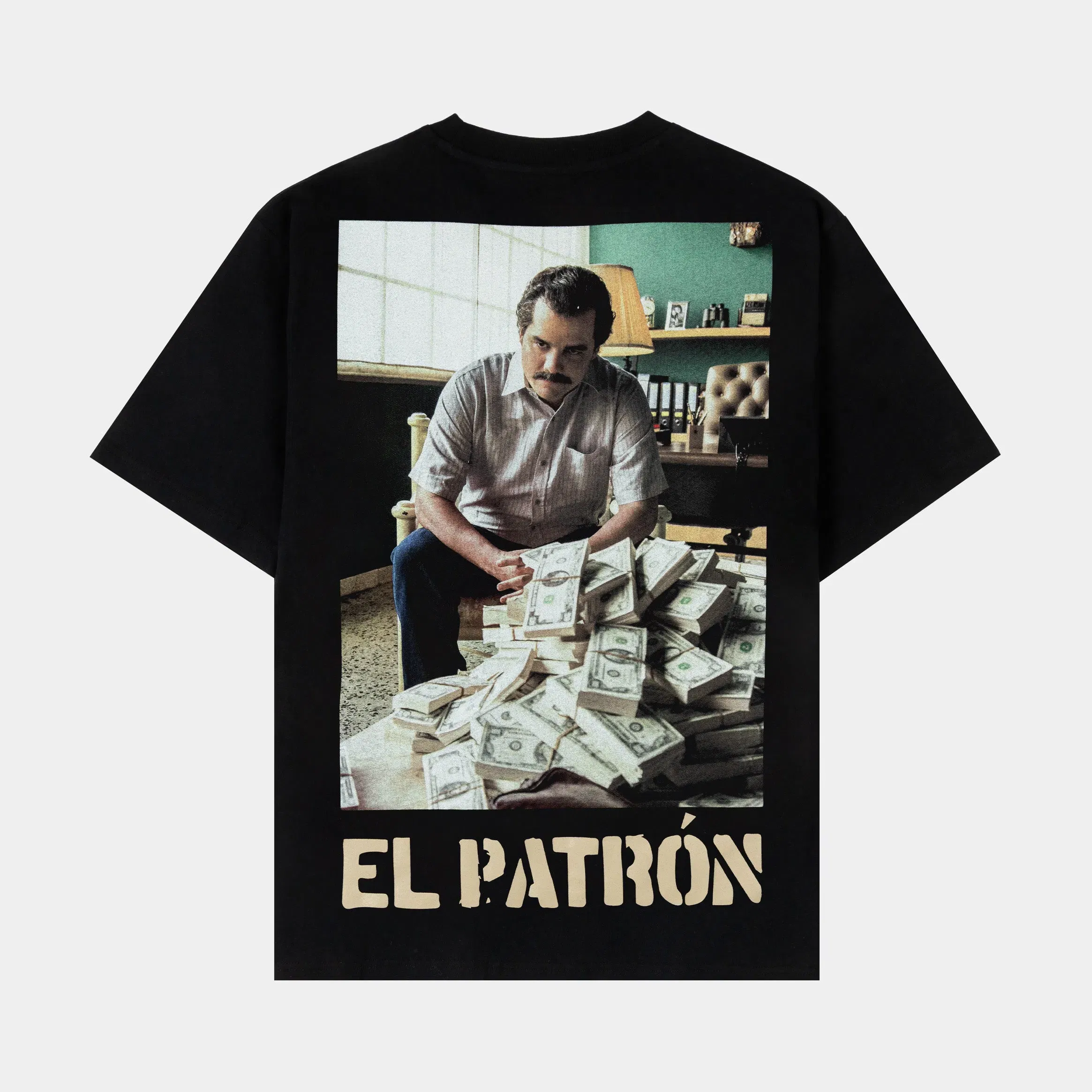 NARCOS X SP SP x Narcos El Patron Mens Short Sleeve Shirt (Black/Beige)