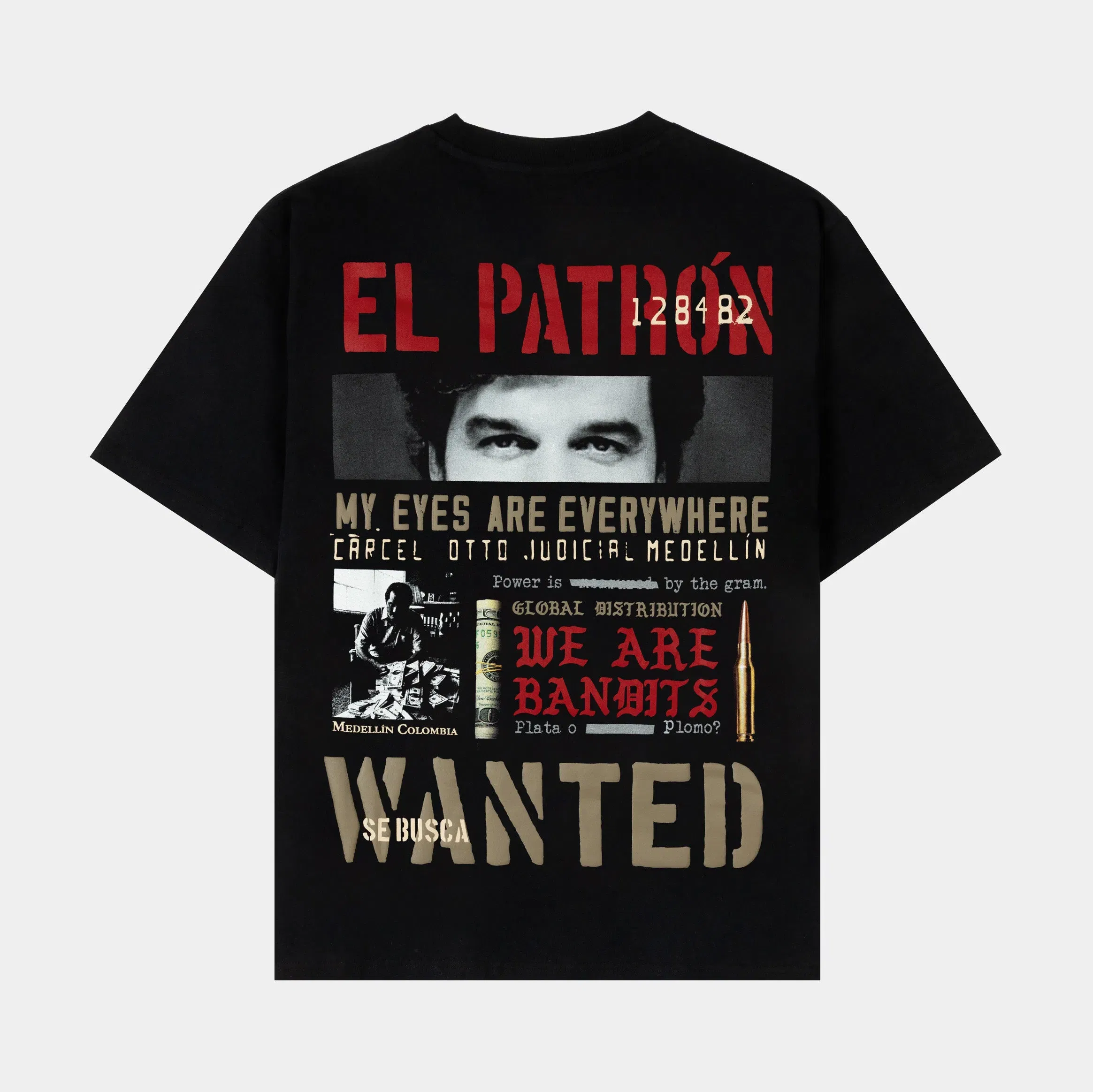 NARCOS X SP SP x Narcos Wanted Mens Short Sleeve Shirt (Black/Red)