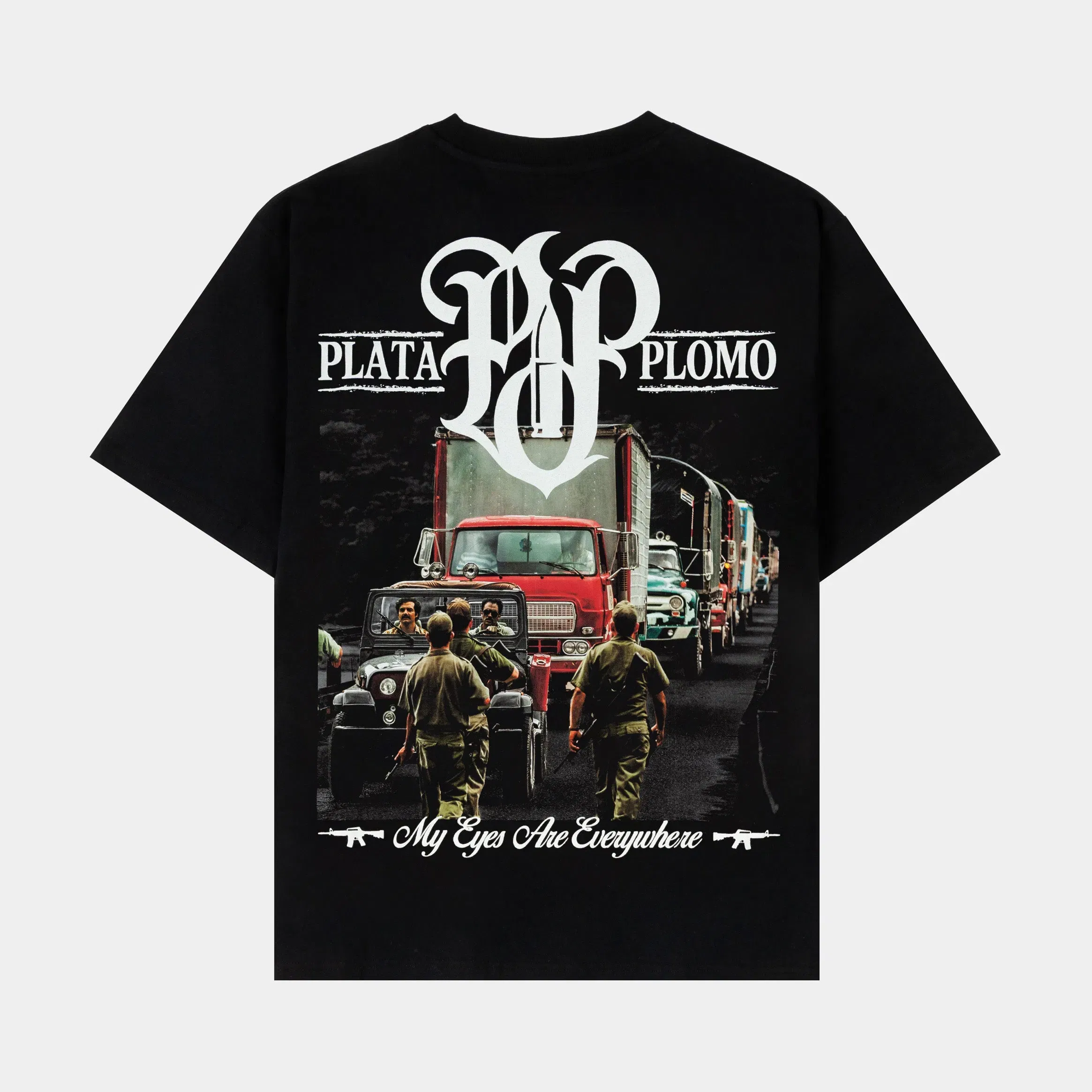 NARCOS X SP SP x Narcos Plata Plomo Mens Short Sleeve Shirt (Black/White)