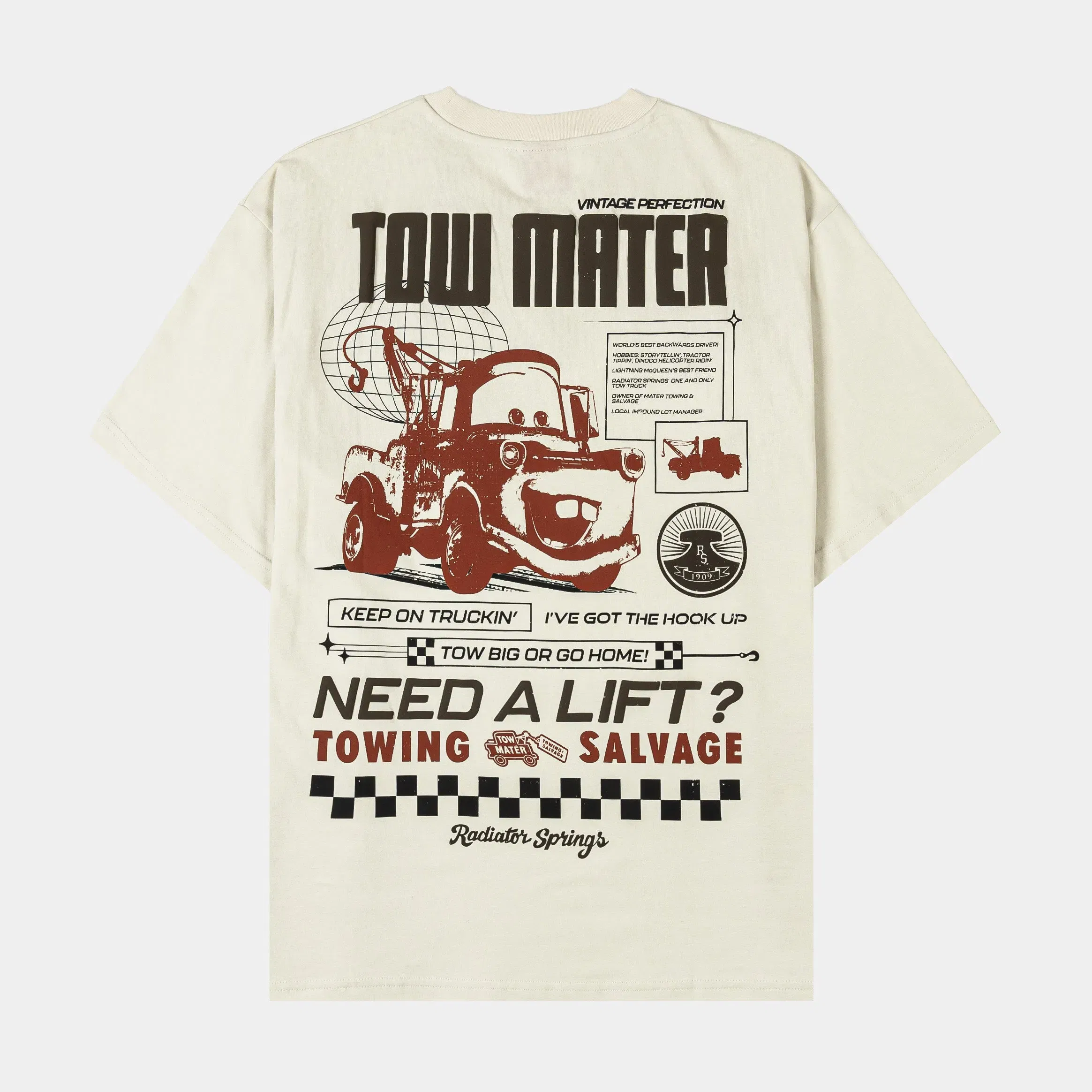 CARS X SP Disney Pixar Cars By Shoe Palace Mater Mens Short Sleeve Shirt (Cream/Brown)