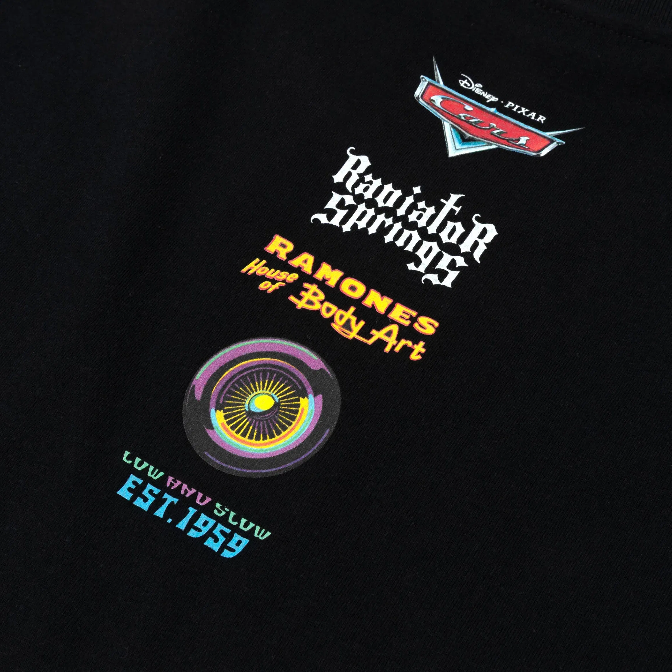 CARS X SP Disney Pixar Cars By Shoe Palace Ramone Mens Short Sleeve Shirt (Black/Purple)