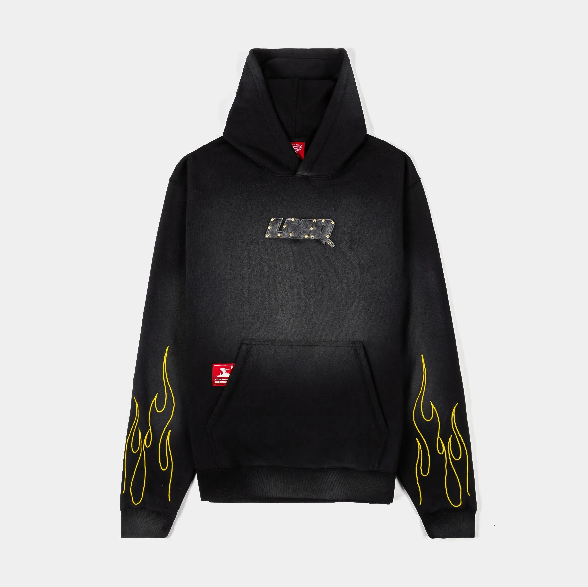 CARS X SP Disney Pixar Cars By Shoe Palace Flames Fleece Pullover Mens Hoodie (Black/Yellow)