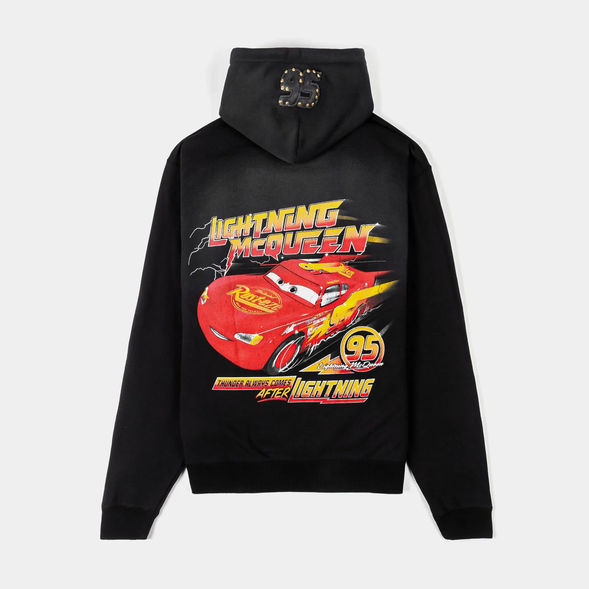 CARS X SP Disney Pixar Cars By Shoe Palace Flames Fleece Pullover Mens Hoodie (Black/Yellow)