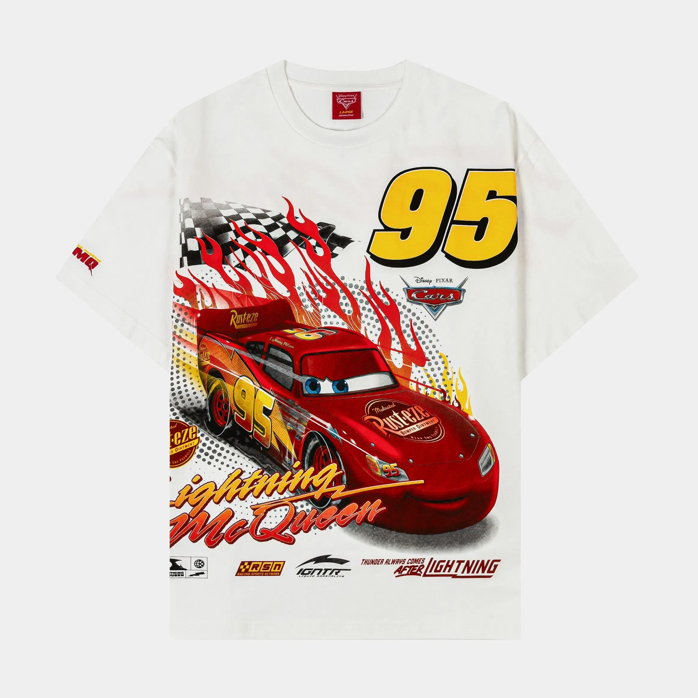 CARS X SP Disney Pixar Cars By Shoe Palace Racing Mens Short Sleeve Shirt (White/Red)