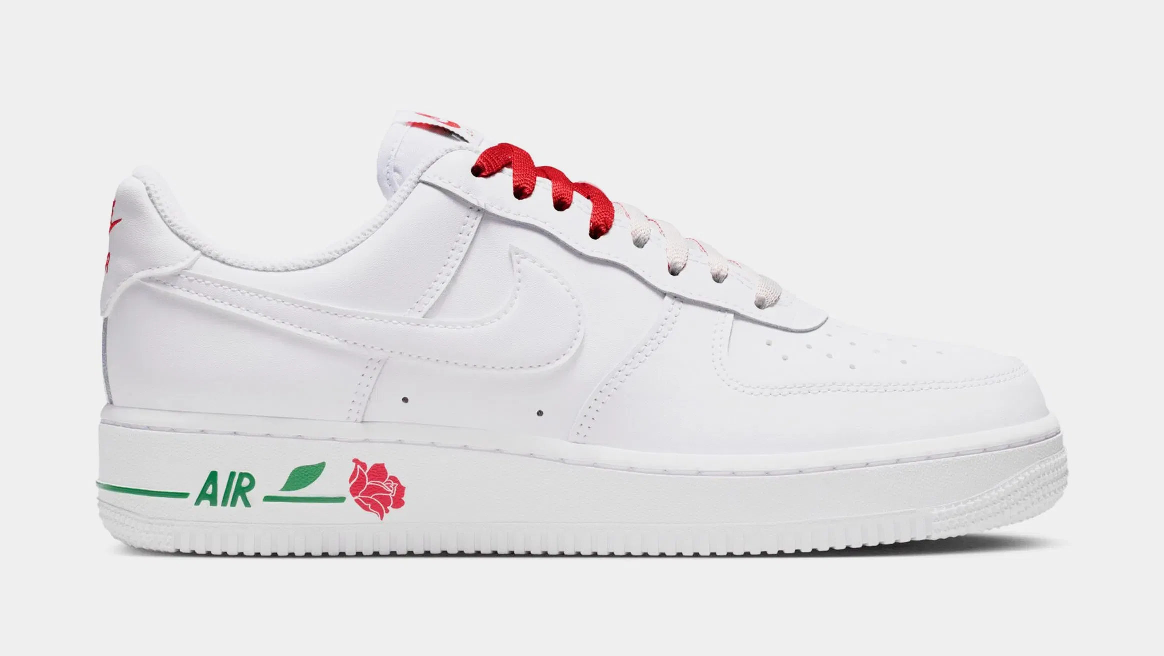 Nike Air Force 1 Low Roses Womens Lifestyle Shoes (White/White/Sport Red/Pine Green)