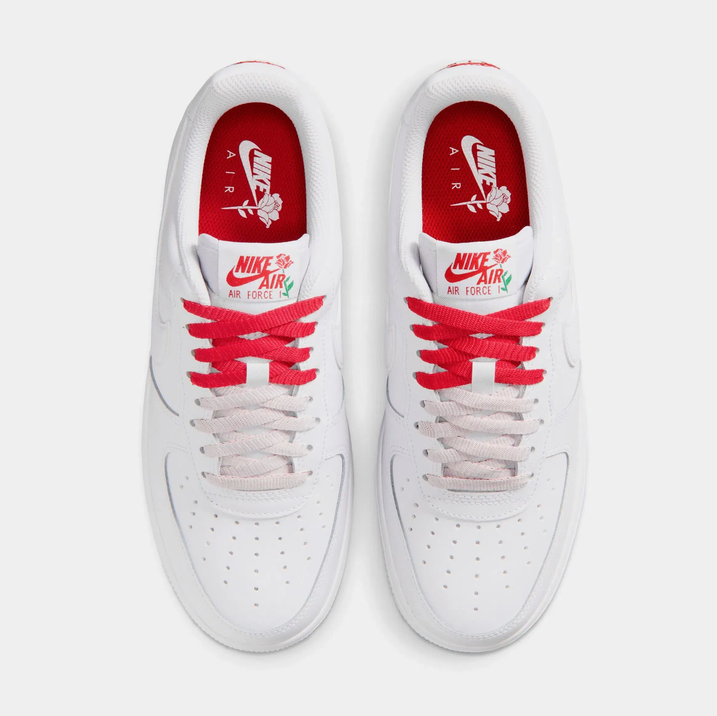 Nike Air Force 1 Low Roses Womens Lifestyle Shoes (White/White/Sport Red/Pine Green)