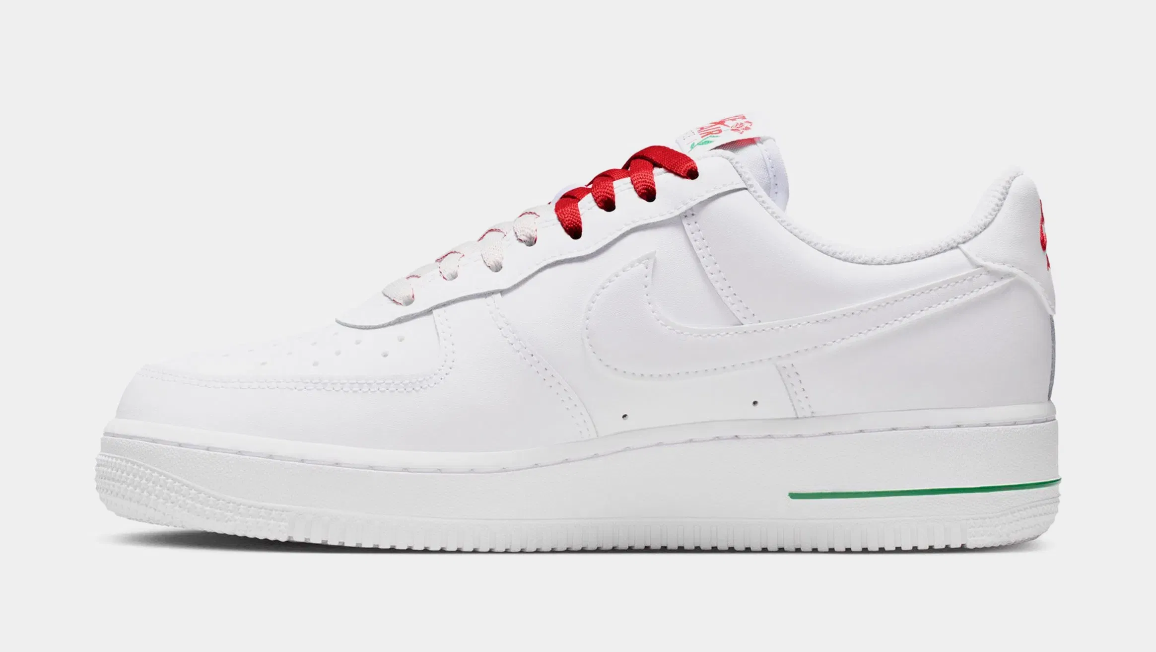 Nike Air Force 1 Low Roses Womens Lifestyle Shoes (White/White/Sport Red/Pine Green)