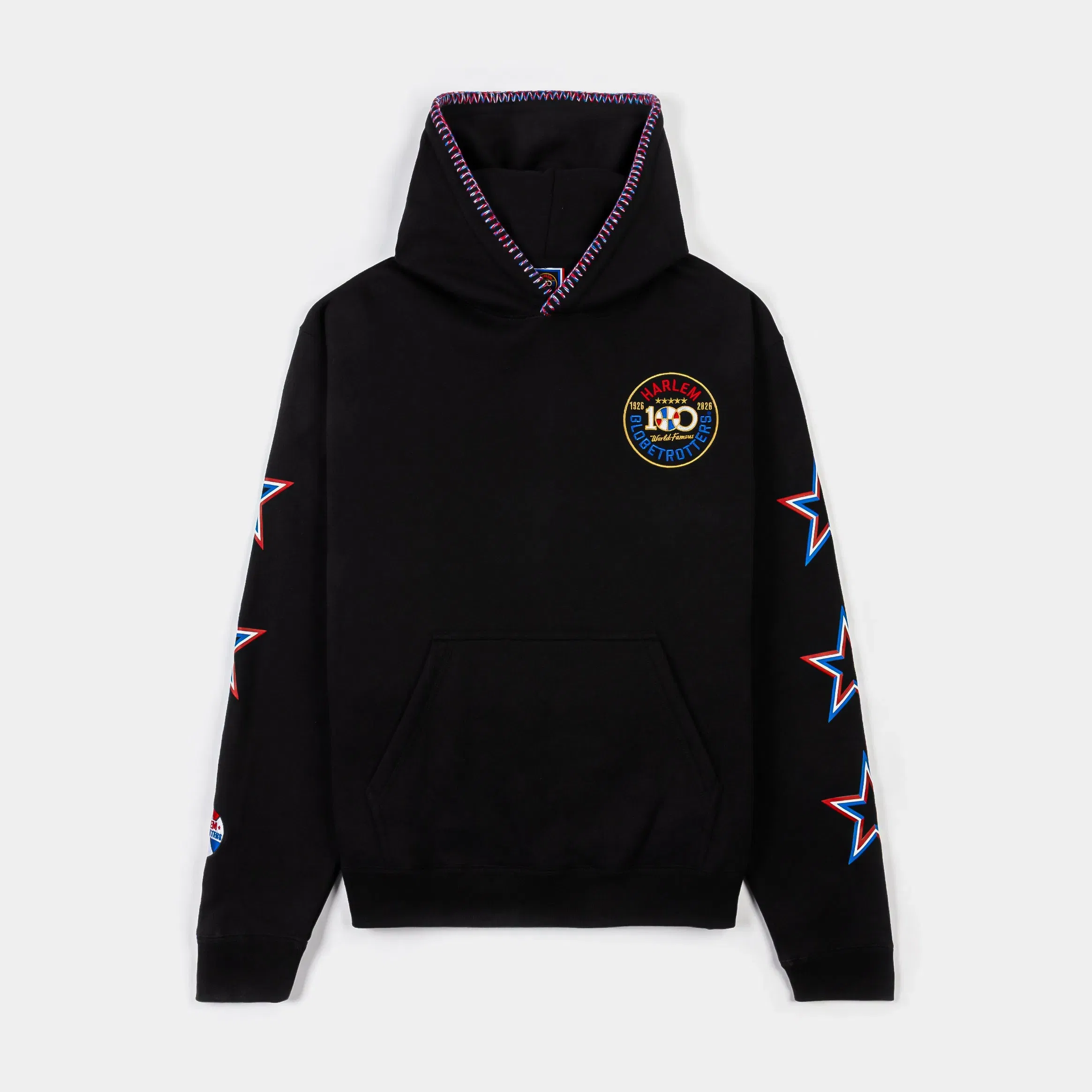 HARLEM GLOBETROTTERS X SP SP x Harlem Globetrotters World Famous Pullover Mens Hoodie (Black/Red)