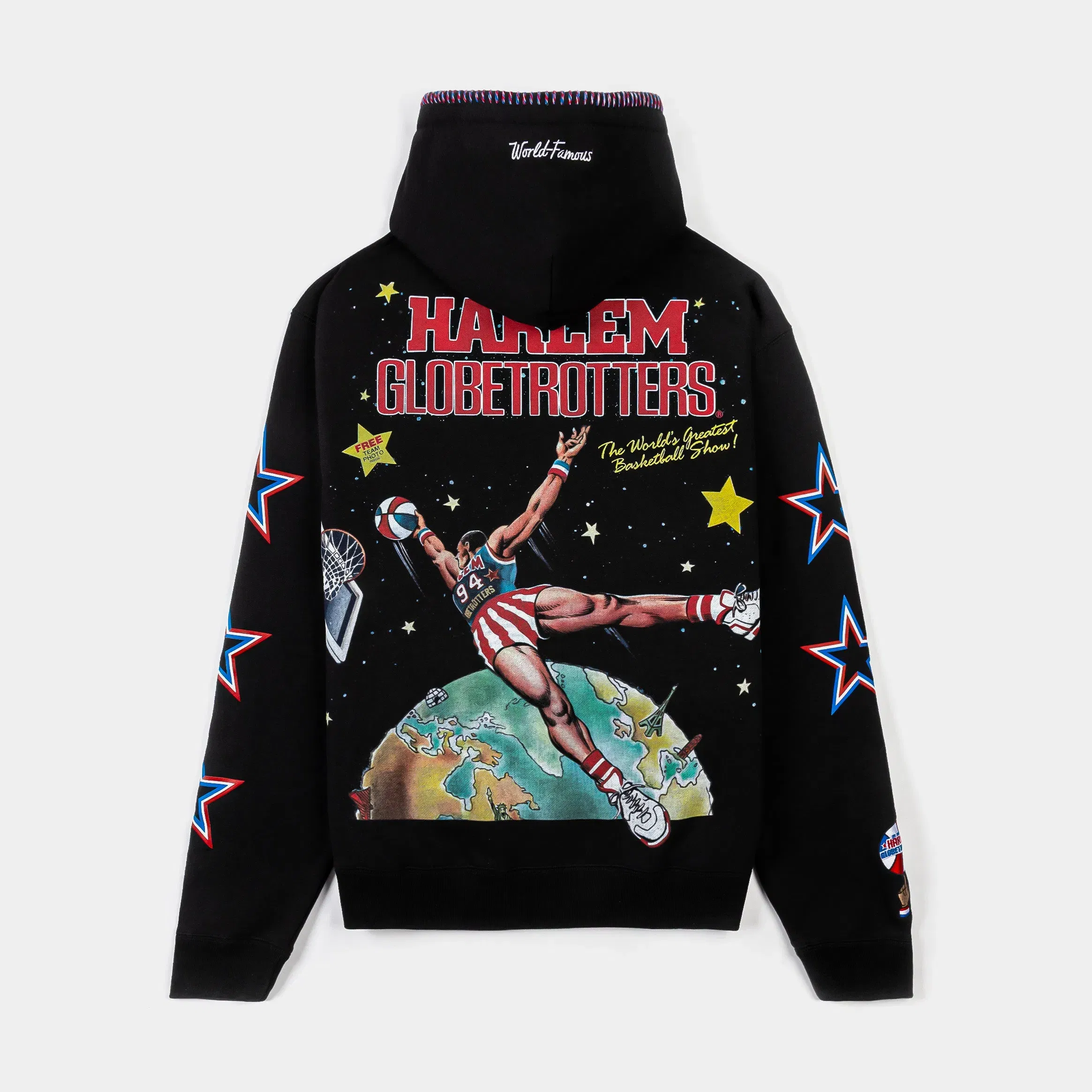 HARLEM GLOBETROTTERS X SP SP x Harlem Globetrotters World Famous Pullover Mens Hoodie (Black/Red)