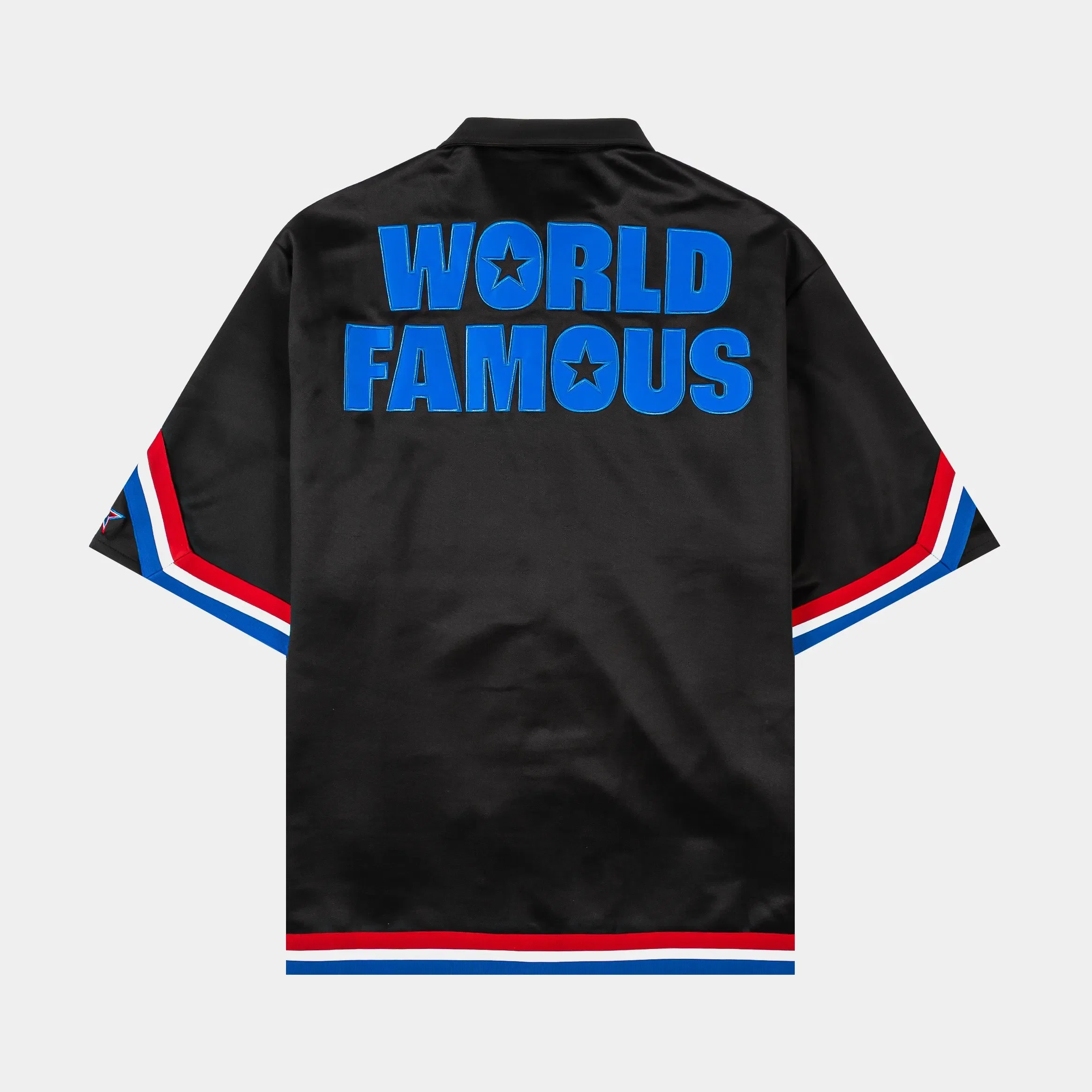 HARLEM GLOBETROTTERS X SP SP x Harlem Globetrotters World Famous Button Up Mens Short Sleeve Shirt (Black/Red)