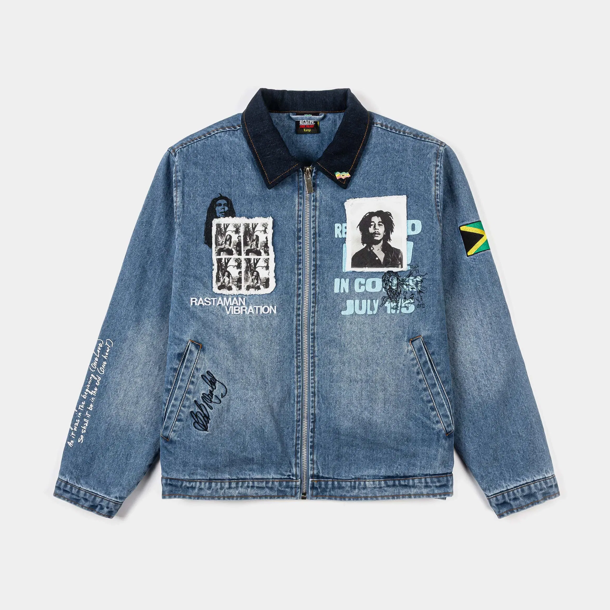 BOB MARLEY X SP SP x Bob Marley Work Washed Mens Jacket (Blue/Yellow)