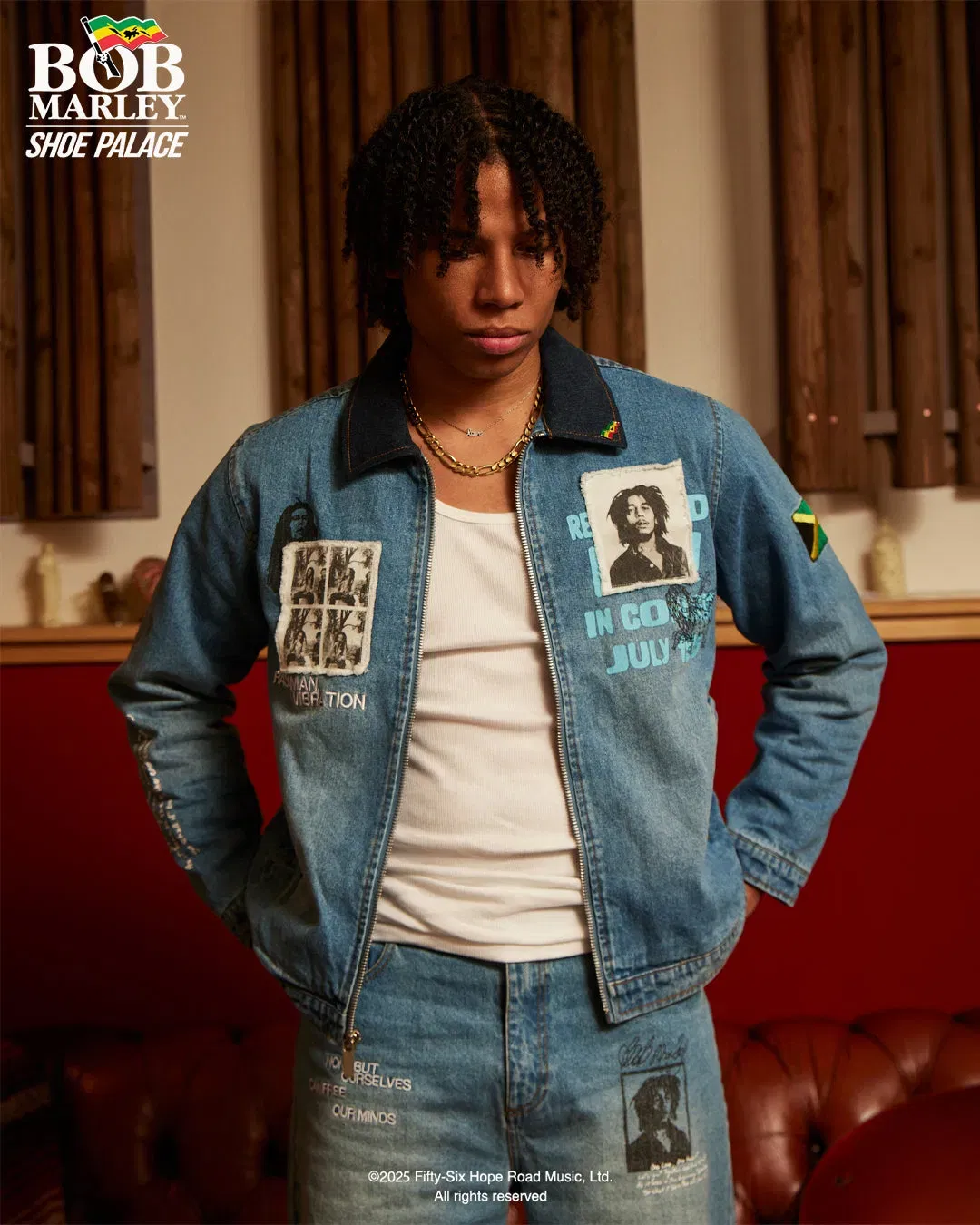 BOB MARLEY X SP SP x Bob Marley Work Washed Mens Jacket (Blue/Yellow)