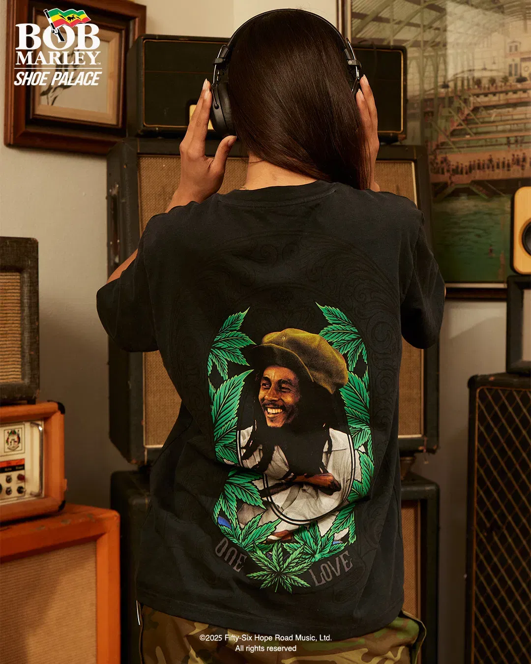 BOB MARLEY X SP SP x Bob Marley Portrait Washed Mens Short Sleeve Shirt (Black/Green)