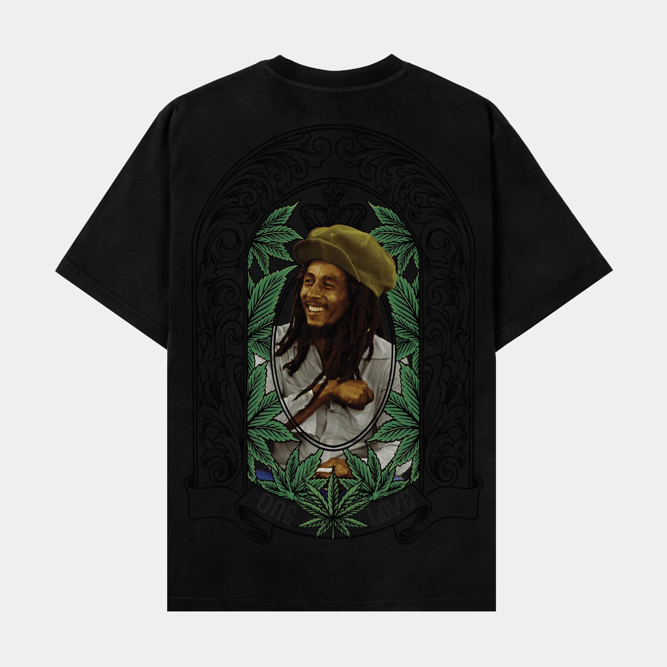 BOB MARLEY X SP SP x Bob Marley Portrait Washed Mens Short Sleeve Shirt (Black/Green)