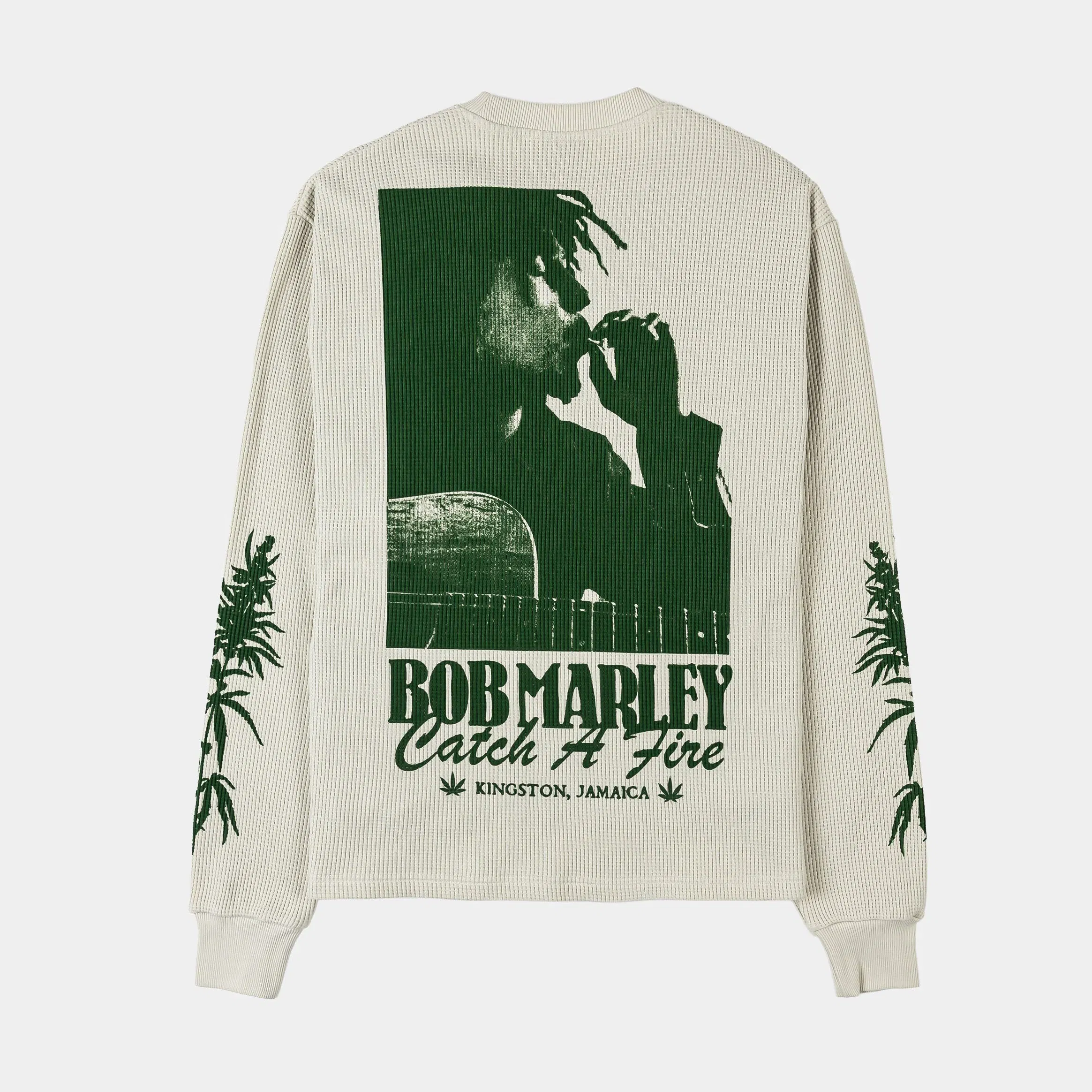 BOB MARLEY X SP SP x Bob Marley Catch A Fire Thermal Mens Long Sleeve Shirt (Beige/Green)