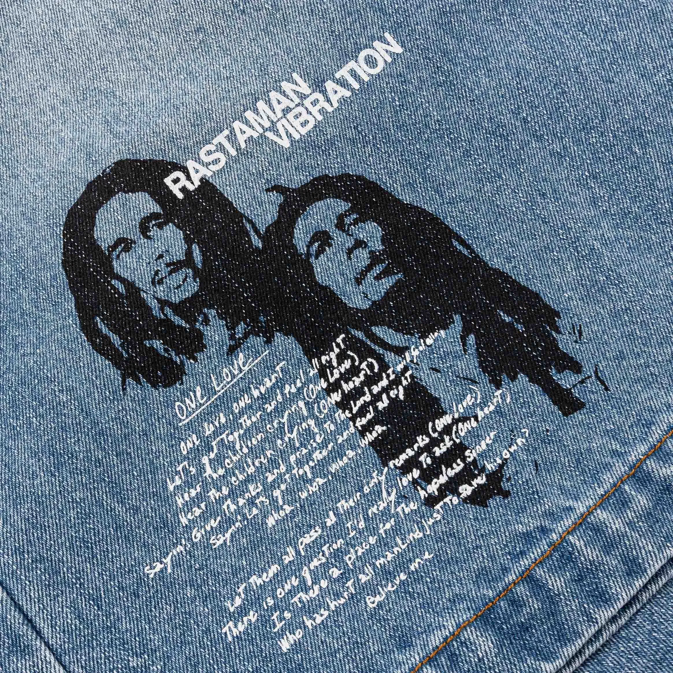 BOB MARLEY X SP SP x Bob Marley Work Washed Denim Mens Shorts (Blue/Yellow)