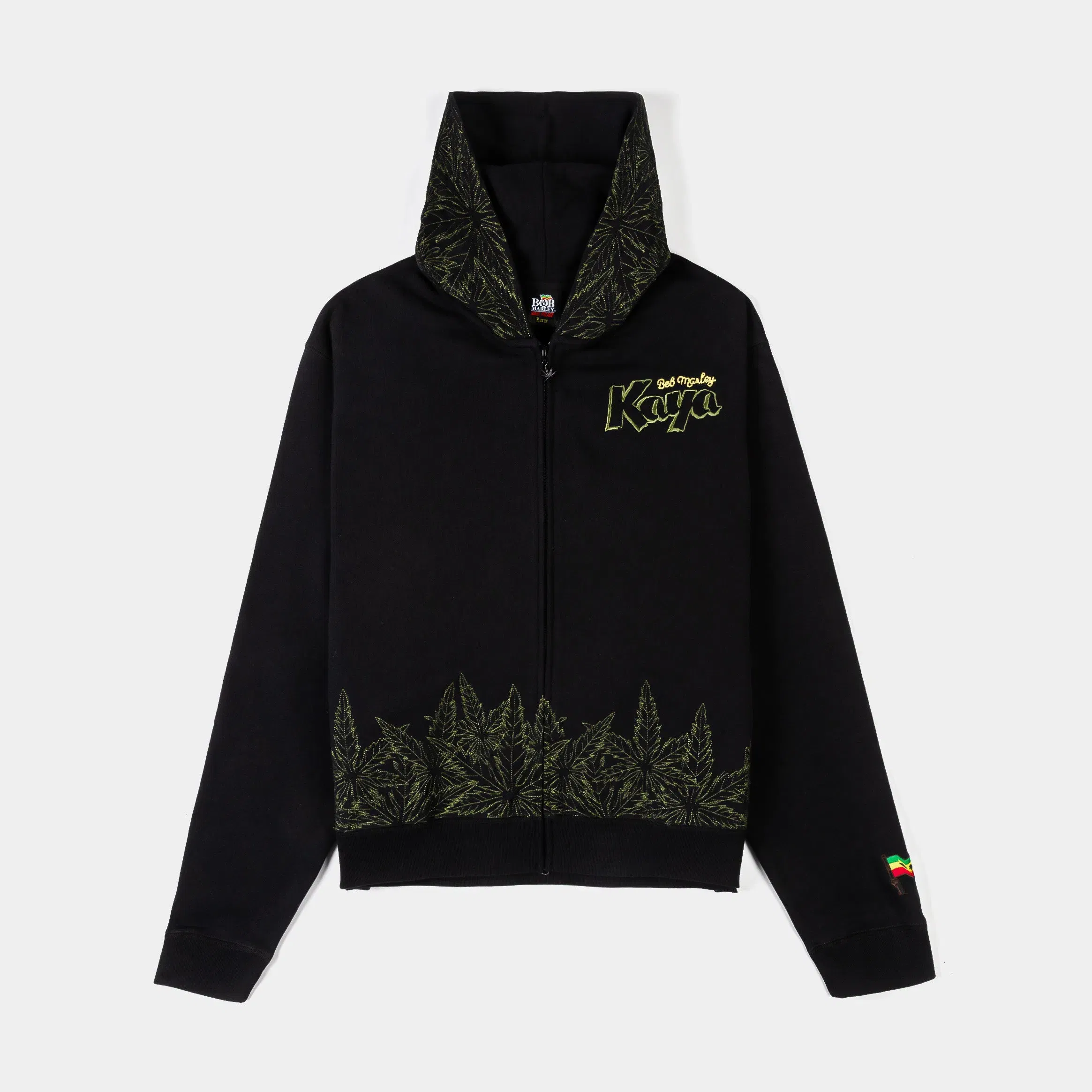 BOB MARLEY X SP SP x Bob Marley Kaya Zip Up Mens Hoodie (Black/Green)