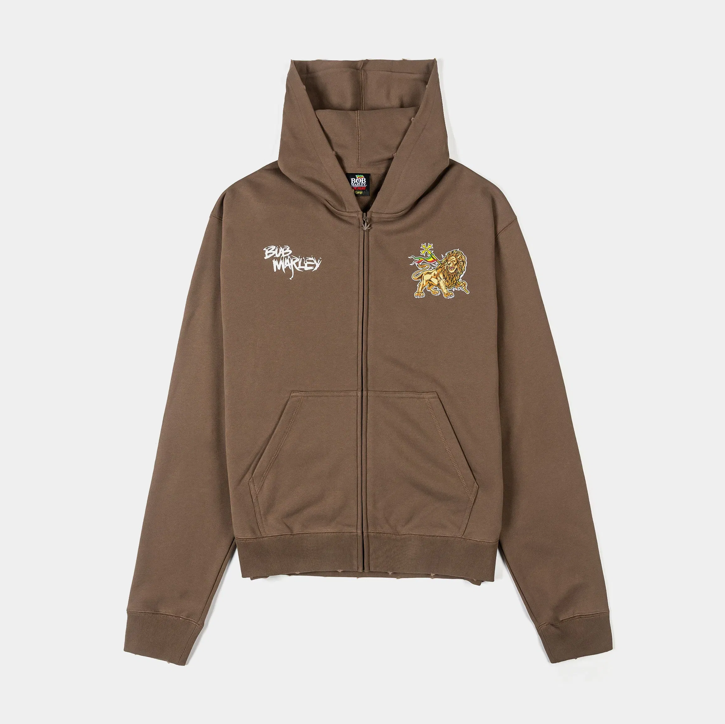 BOB MARLEY X SP SP x Bob Marley One Love Zip Up Fleece Mens Hoodie (Brown/Multi Color)