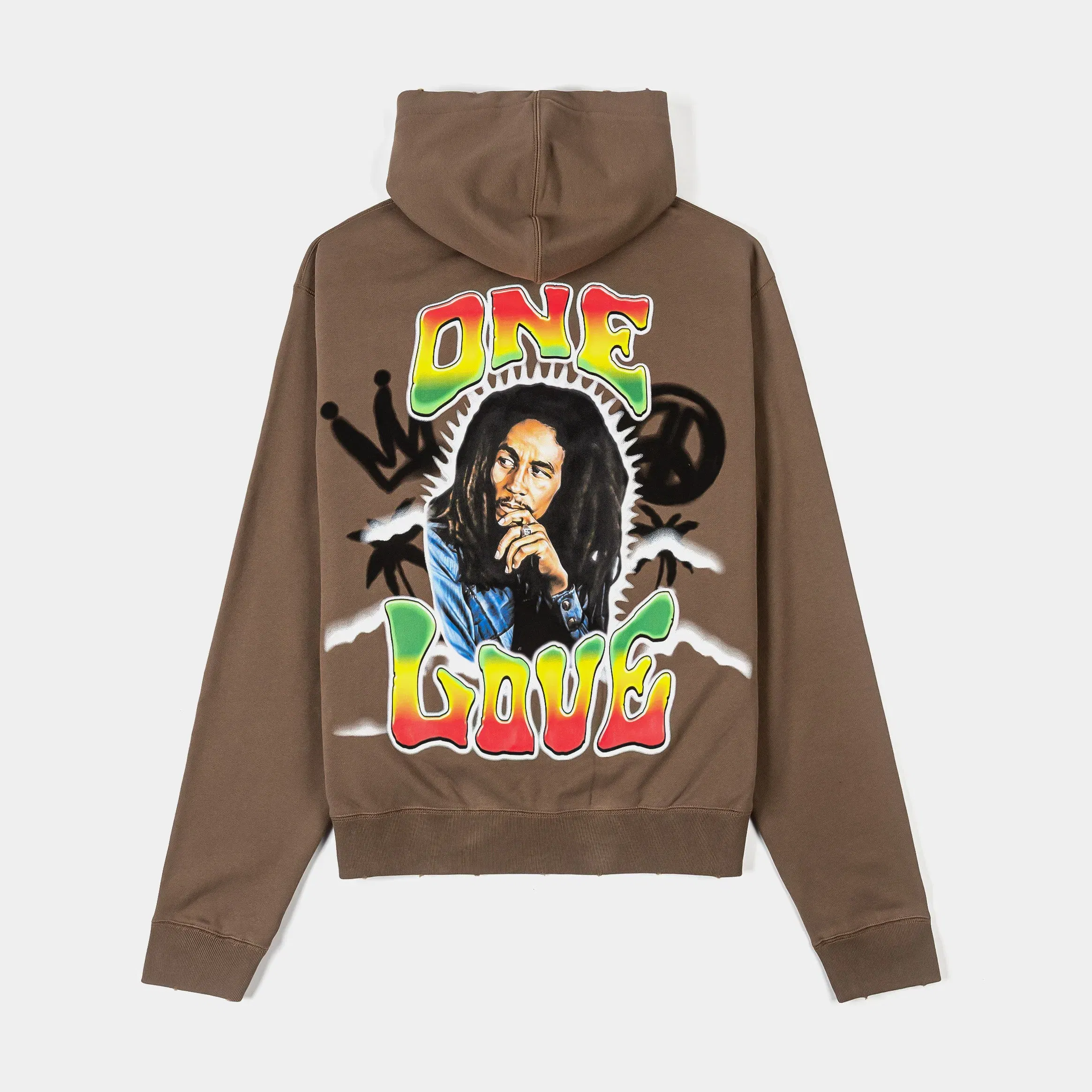 BOB MARLEY X SP SP x Bob Marley One Love Zip Up Fleece Mens Hoodie (Brown/Multi Color)