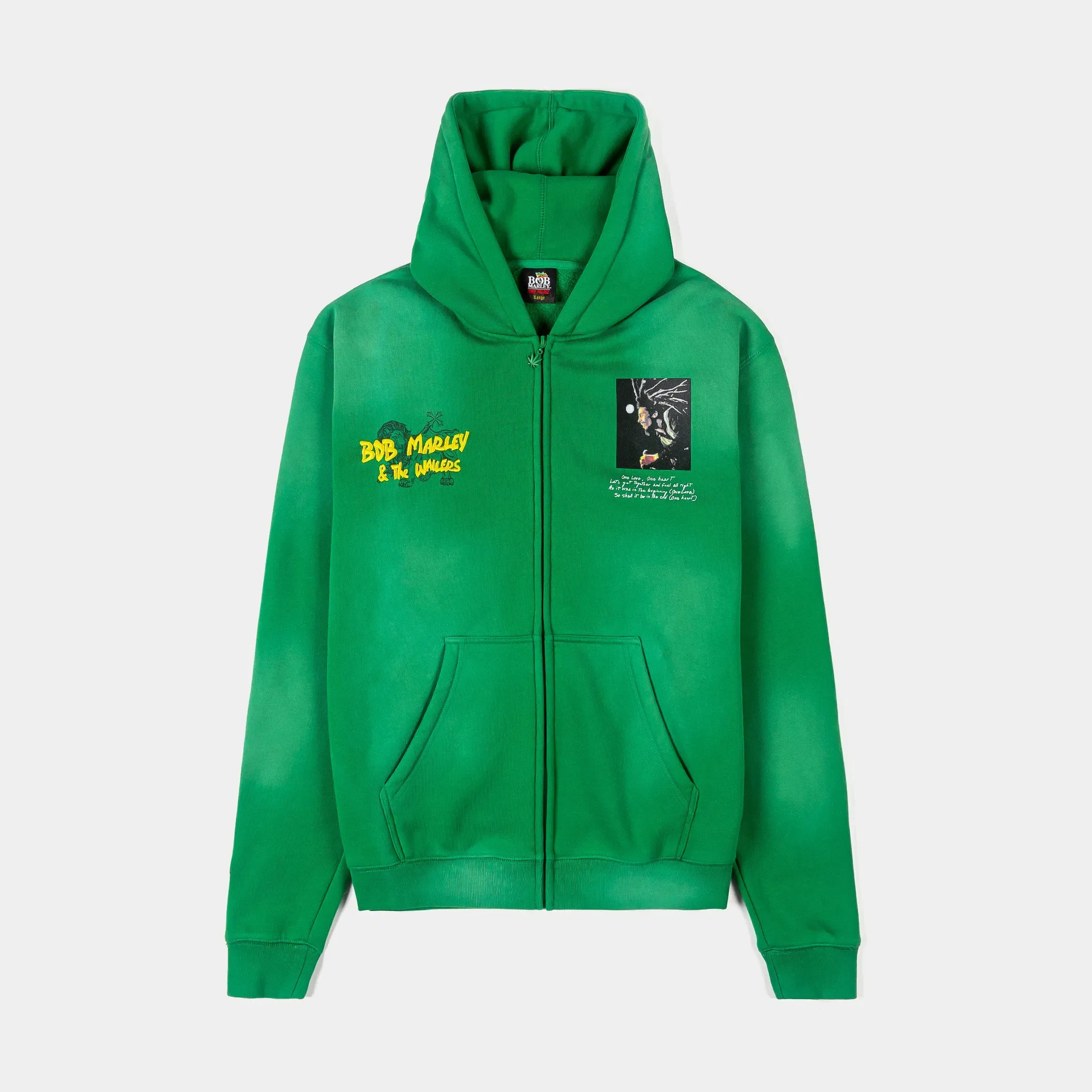 BOB MARLEY X SP SP x Bob Marley Shining Sun Zip Up Fleece Mens Hoodie (Green/Yellow)