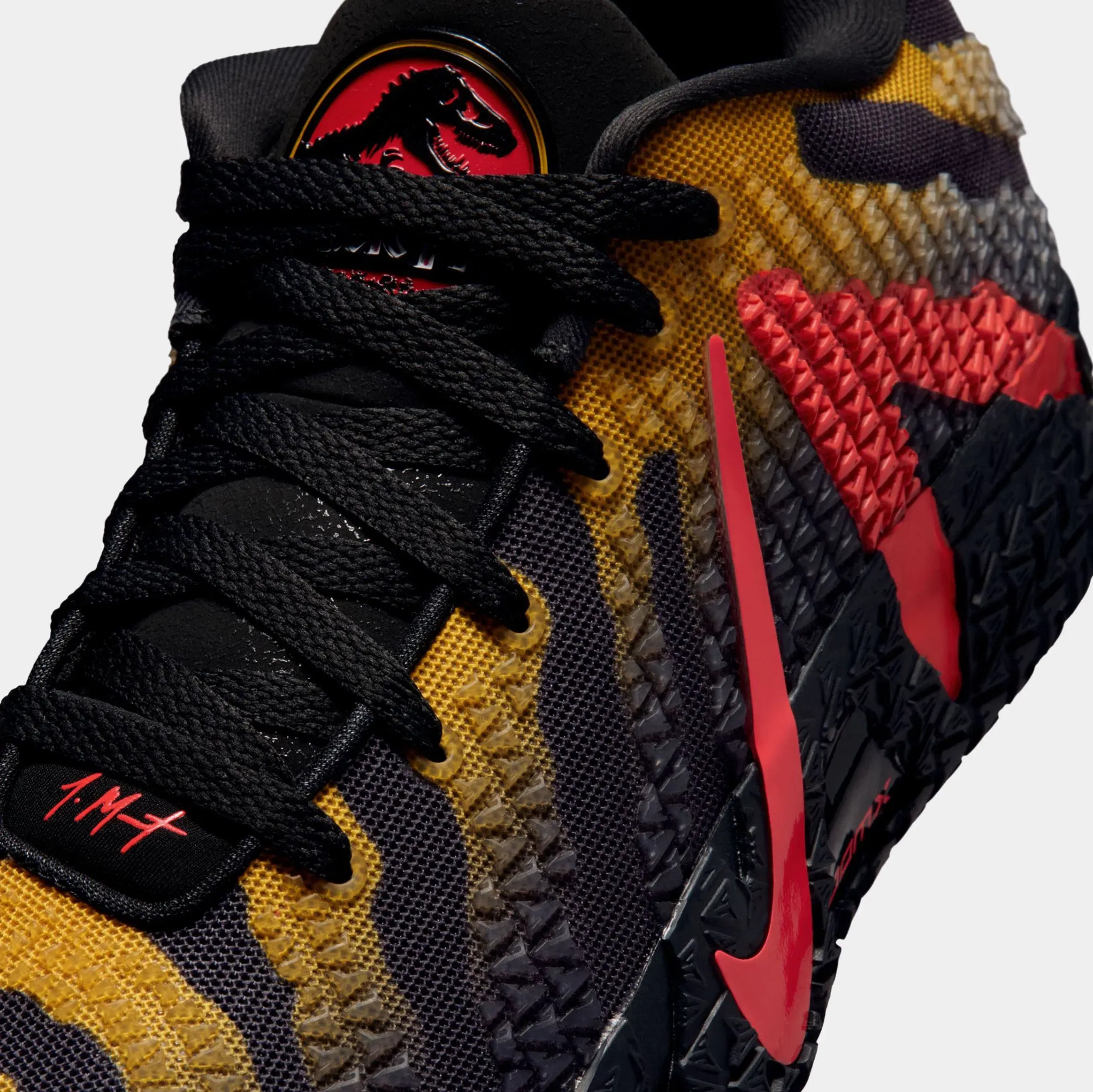 Nike Jurassic Park x Ja 3 Raptor Mens Basketball Shoes (Anthracite/Bright Crimson/Yellow Ochre)