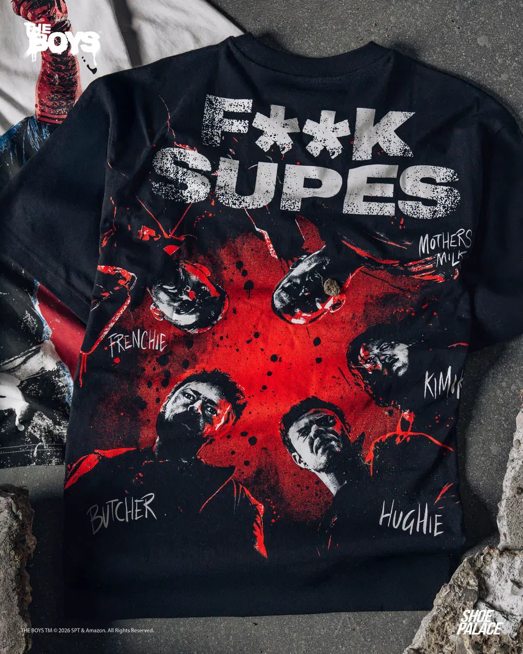 THE BOYS X SP SP x The Boys Supes Mens Short Sleeve Shirt (Black/Red)