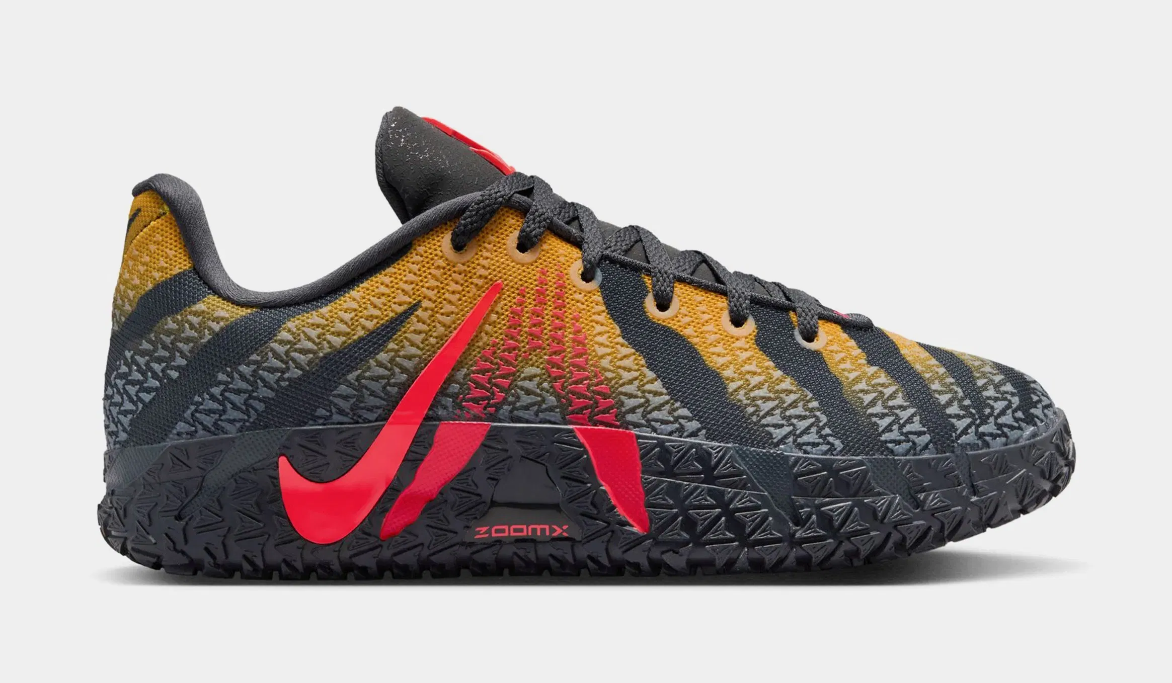 Nike Jurassic Park x Ja 3 Raptor Grade School Basketball Shoes (Anthracite/Bright Crimson/Yellow Ochre)