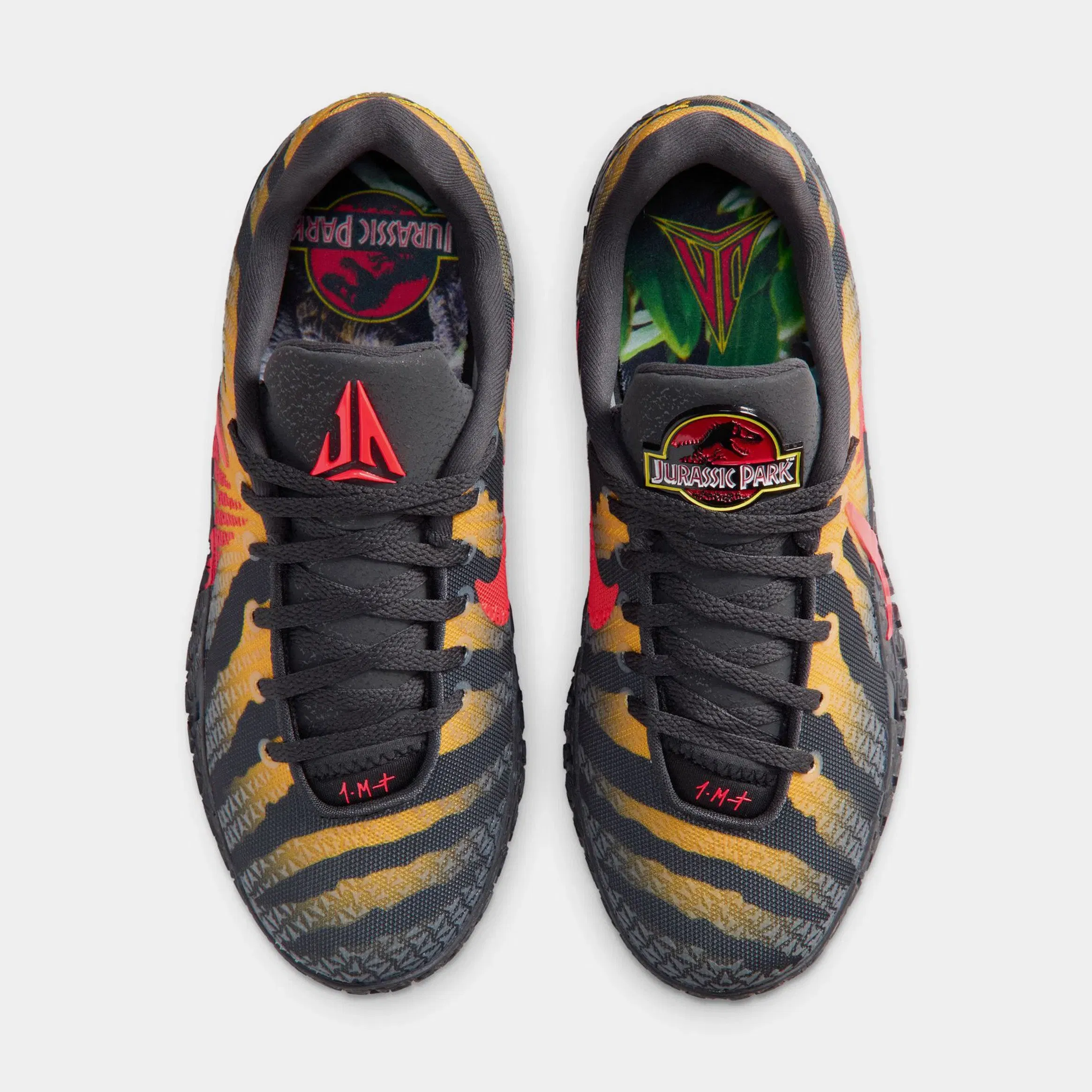 Nike Jurassic Park x Ja 3 Raptor Grade School Basketball Shoes (Anthracite/Bright Crimson/Yellow Ochre)