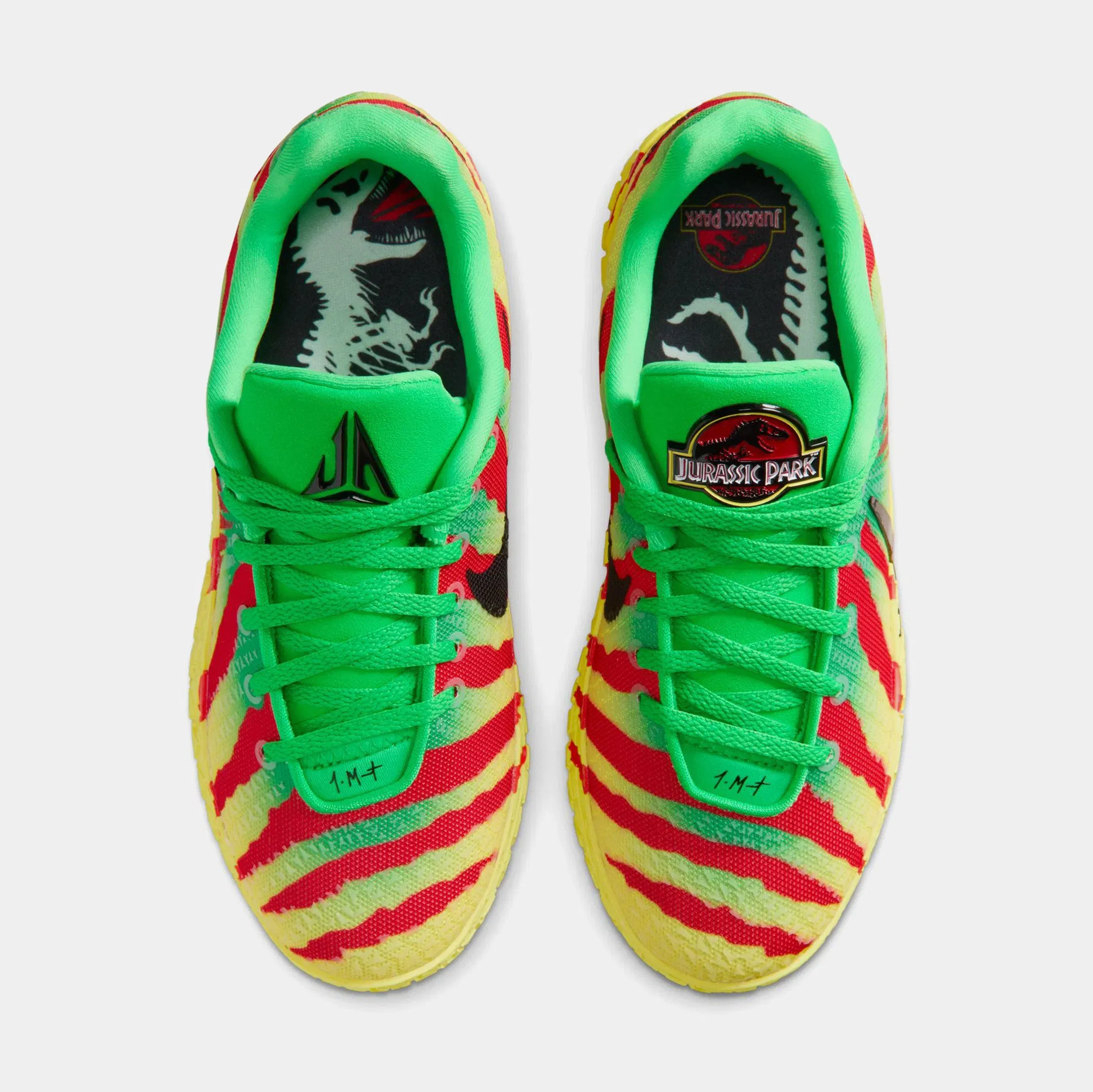 Nike Jurassic Park x Ja 3 Explorer Grade School Basketball Shoes (Green Spark/Black/university Red)