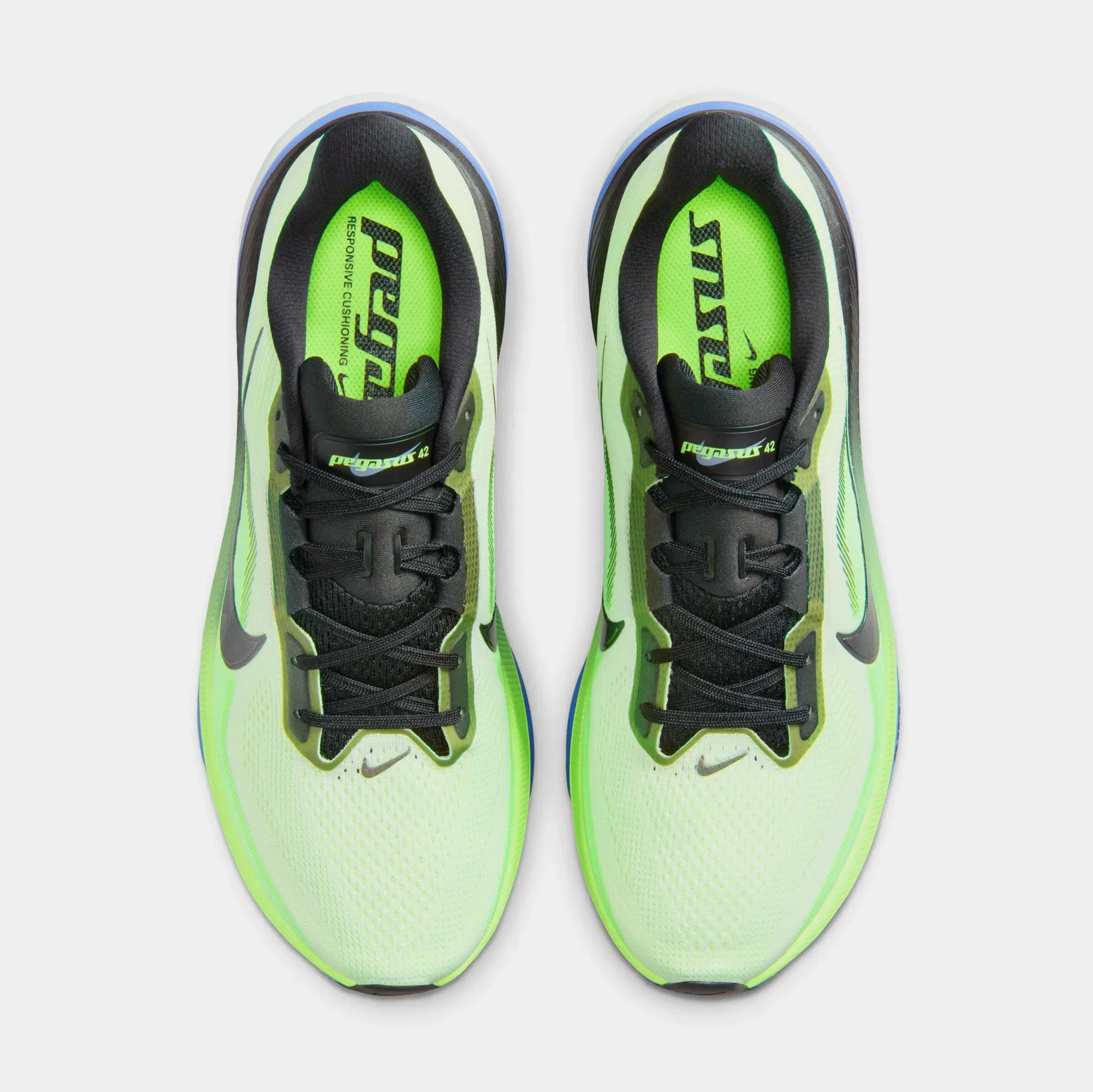 Nike Air Zoom Pegasus 42 Volt Tint Sapphire Mens Running Shoes (Volt Tint/Black Spruce/Sapphire)