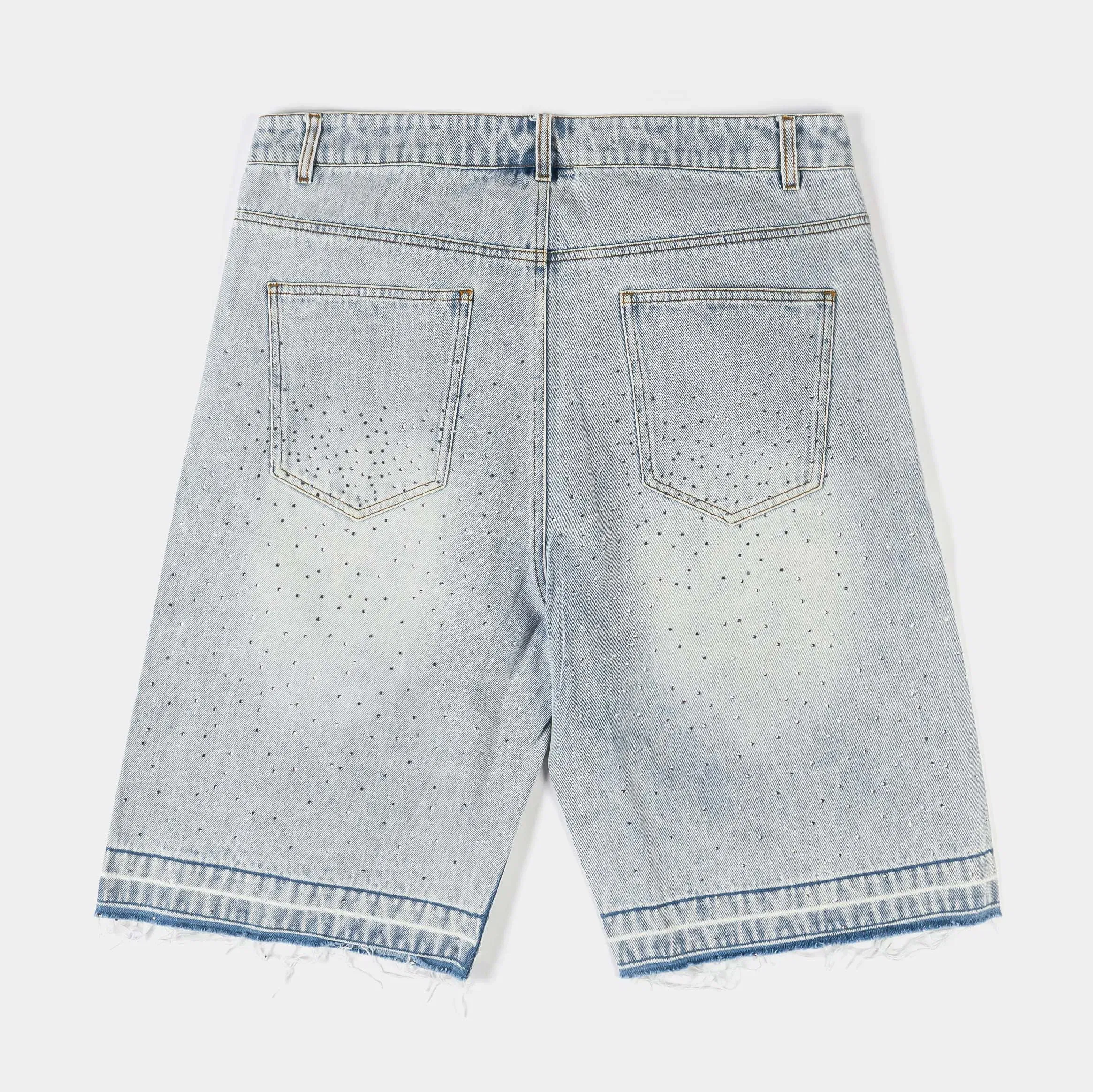 ORIGINAL SIN Bling Crosses Denim Mens Shorts (Blue)