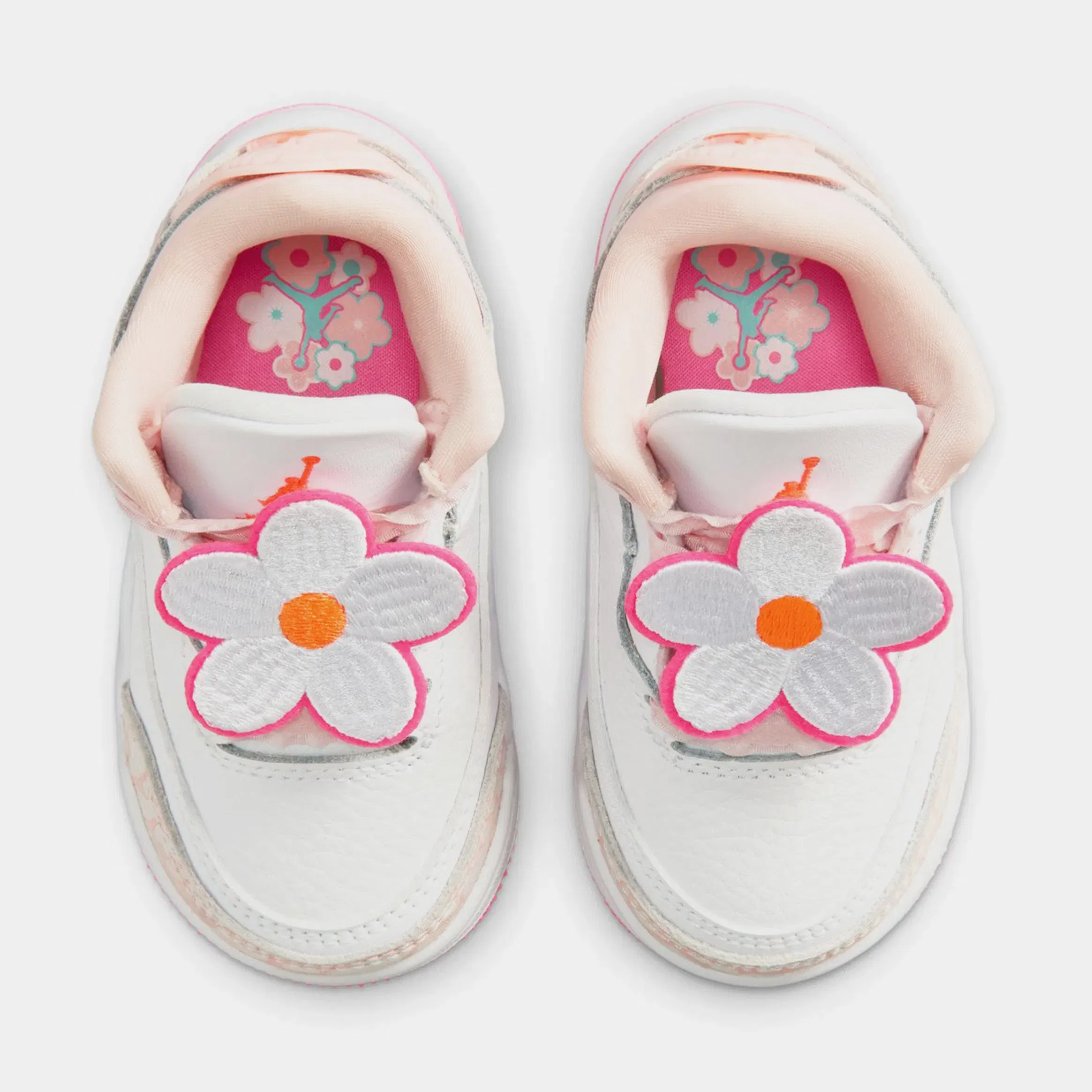 Air Jordan 3 Retro Spring Flower Infant Toddler Lifestyle Shoes (Pearl Pink/Hyper Orange/Pink Bloom)