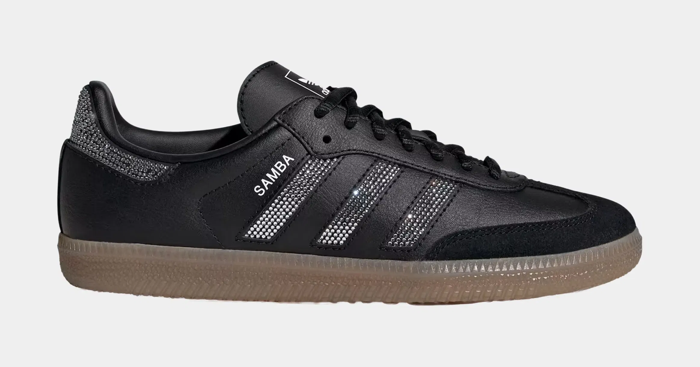 adidas Samba OG Bling Grade School Lifestyle Shoes (Core Black/Core Black/Silver Metallic)
