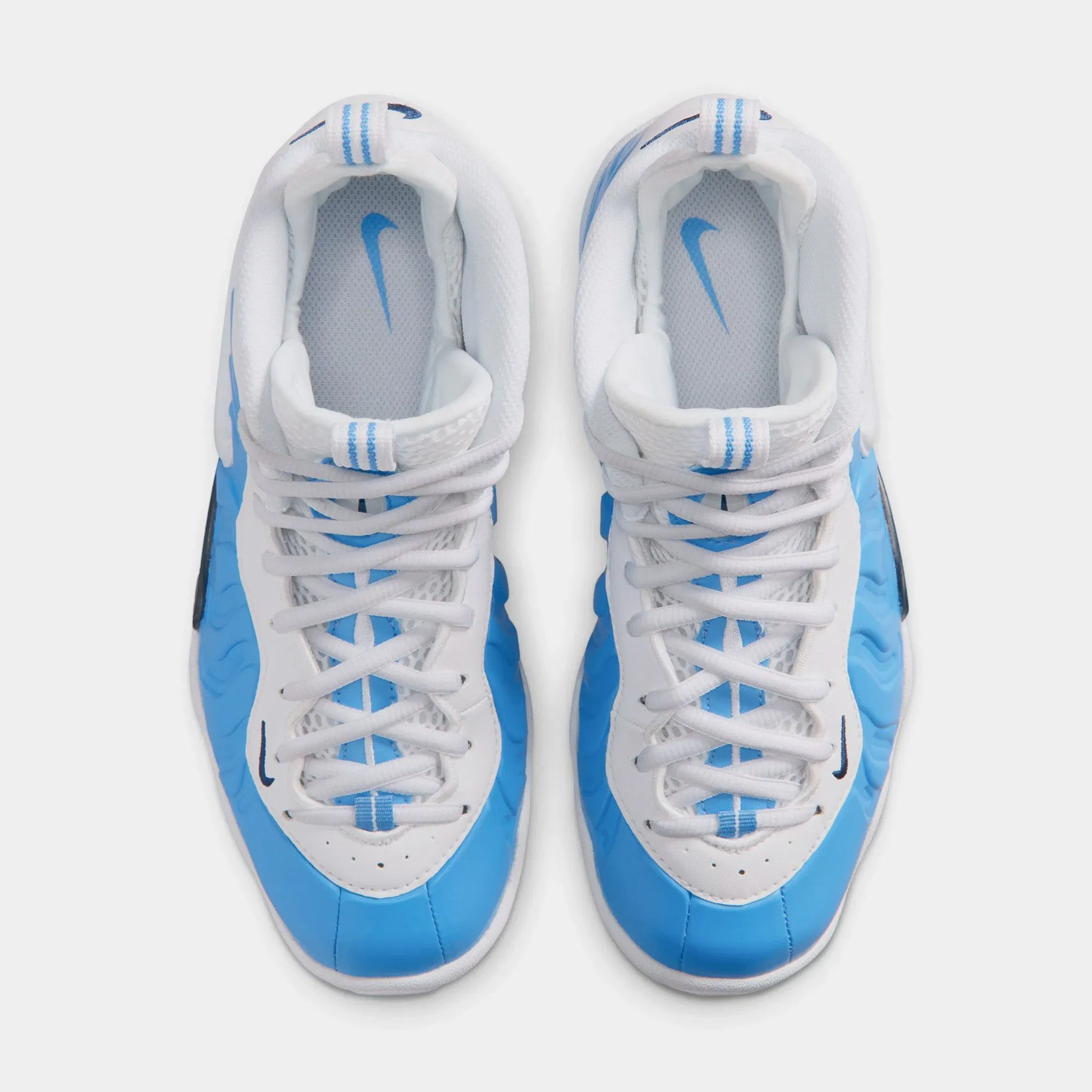 Nike Little Posite Pro University Blue and White Grade School Basketball Shoes (University Blue/White/White)