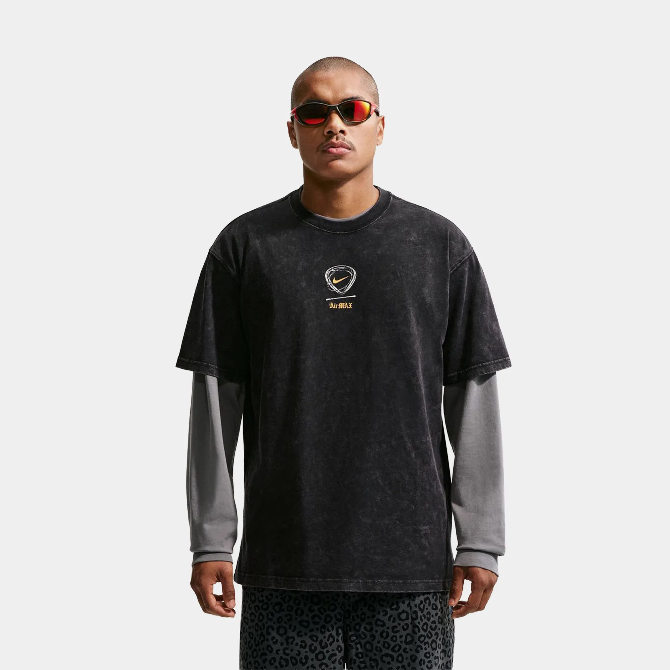 Nike Mad 90 Pack Max 90 No Mercy Mens Short Sleeve Shirt (Black/Bright Citrus)