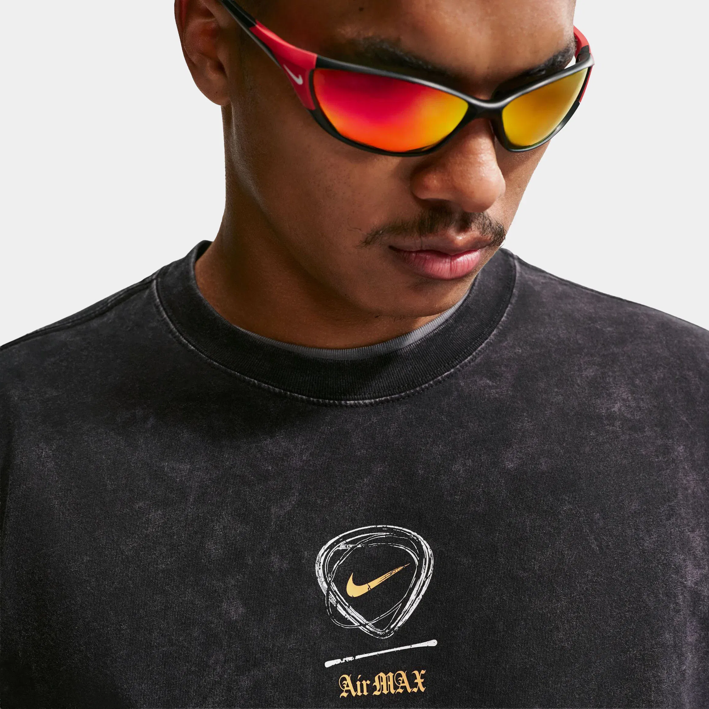 Nike Mad 90 Pack Max 90 No Mercy Mens Short Sleeve Shirt (Black/Bright Citrus)