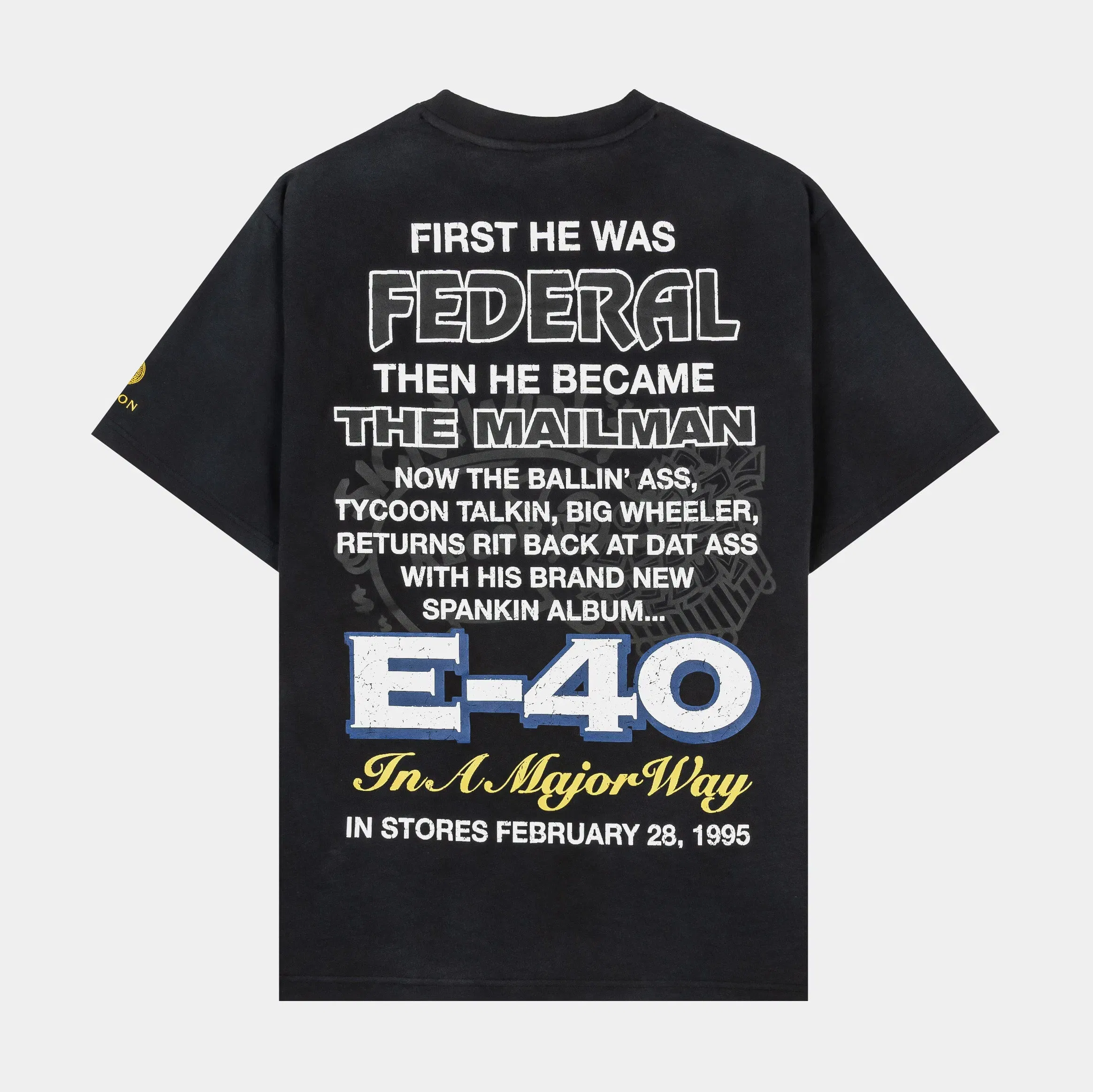 E40 X SP SP x E-40 In A Major Way Mens Short Sleeve Shirt (Black/Blue)