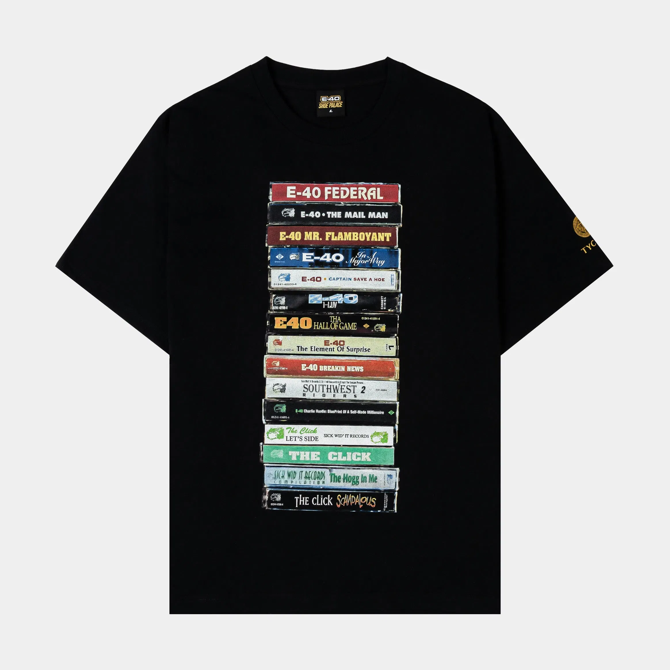 E40 X SP SP x E-40 Major Way Mens Short Sleeve Shirt (Black/White)