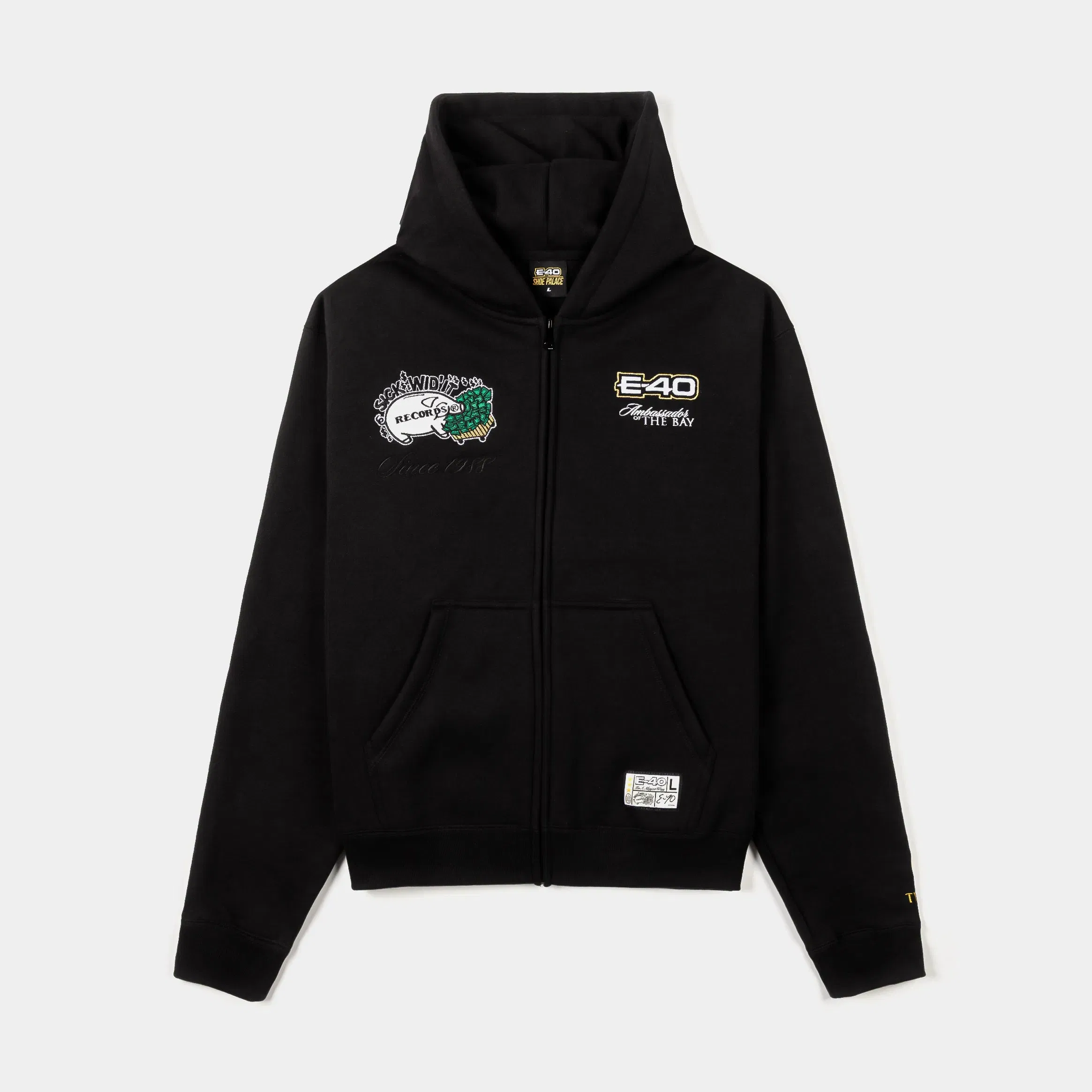 E40 X SP SP x E-40 Major Way Zip Up Mens Hoodie (Black/White)