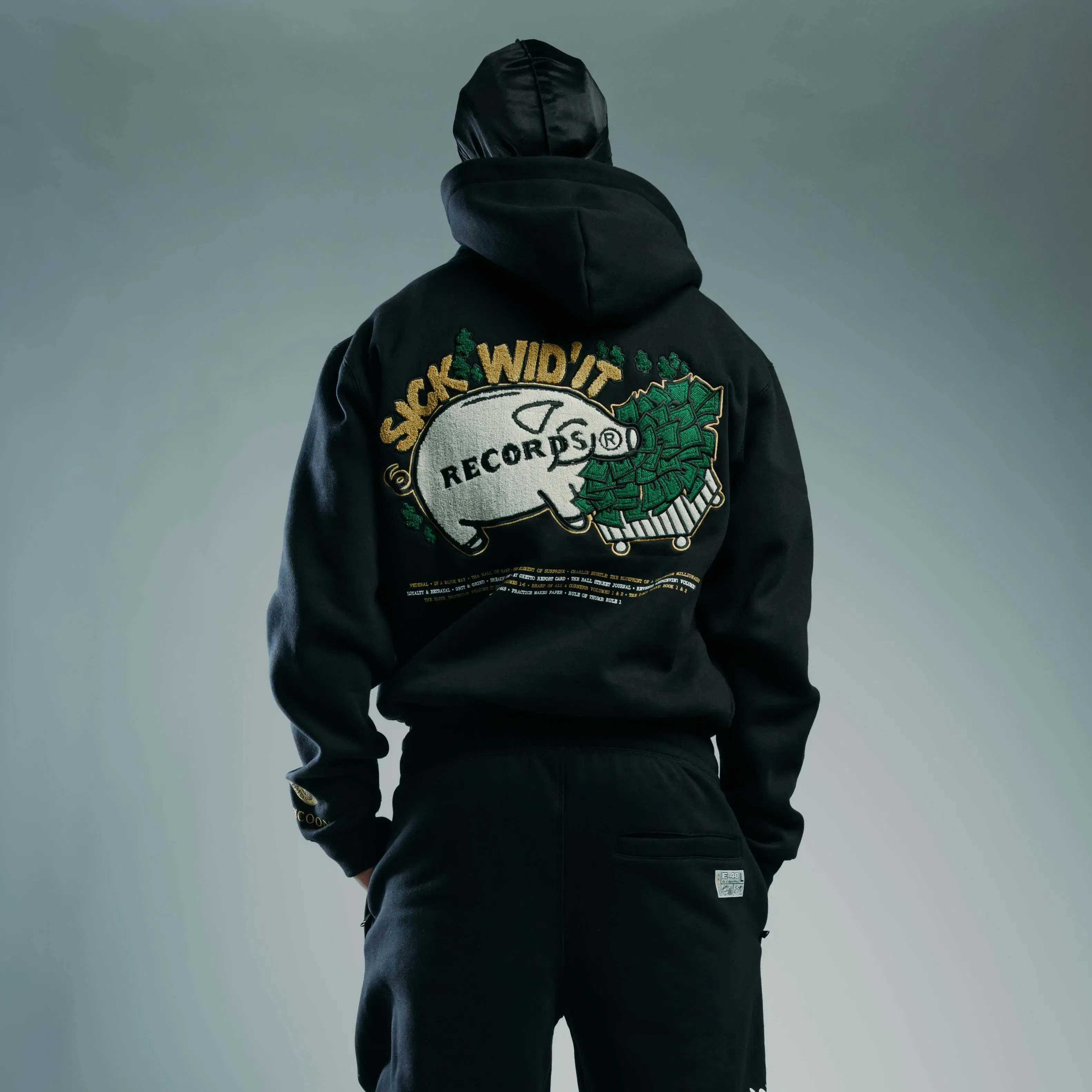 E40 X SP SP x E-40 Major Way Zip Up Mens Hoodie (Black/White)