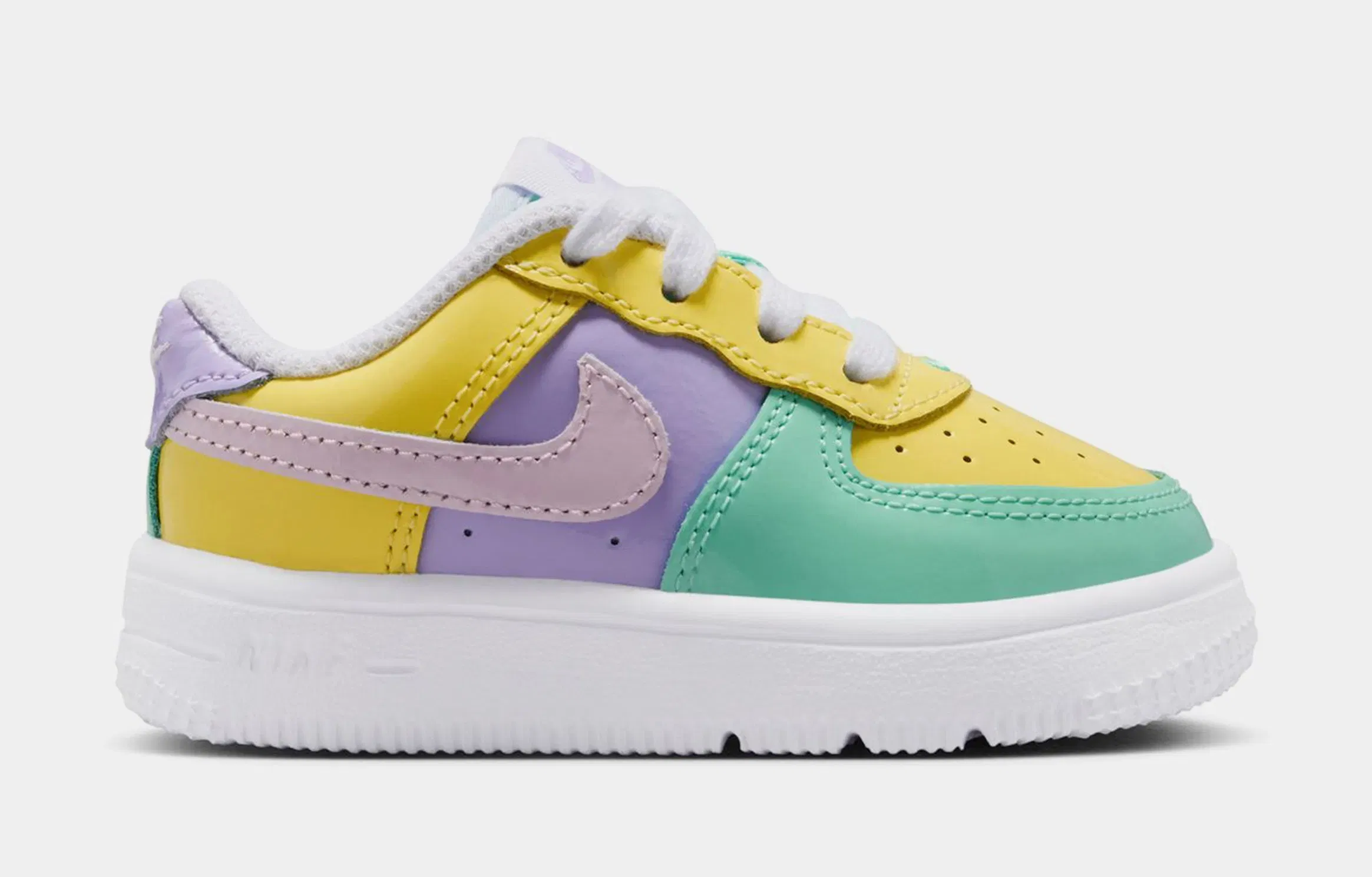 Nike Air Force 1' 07 Easter Infant Toddler Lifestyle Shoes (Yellow Pulse/Pink Foam/Hydrangeas)