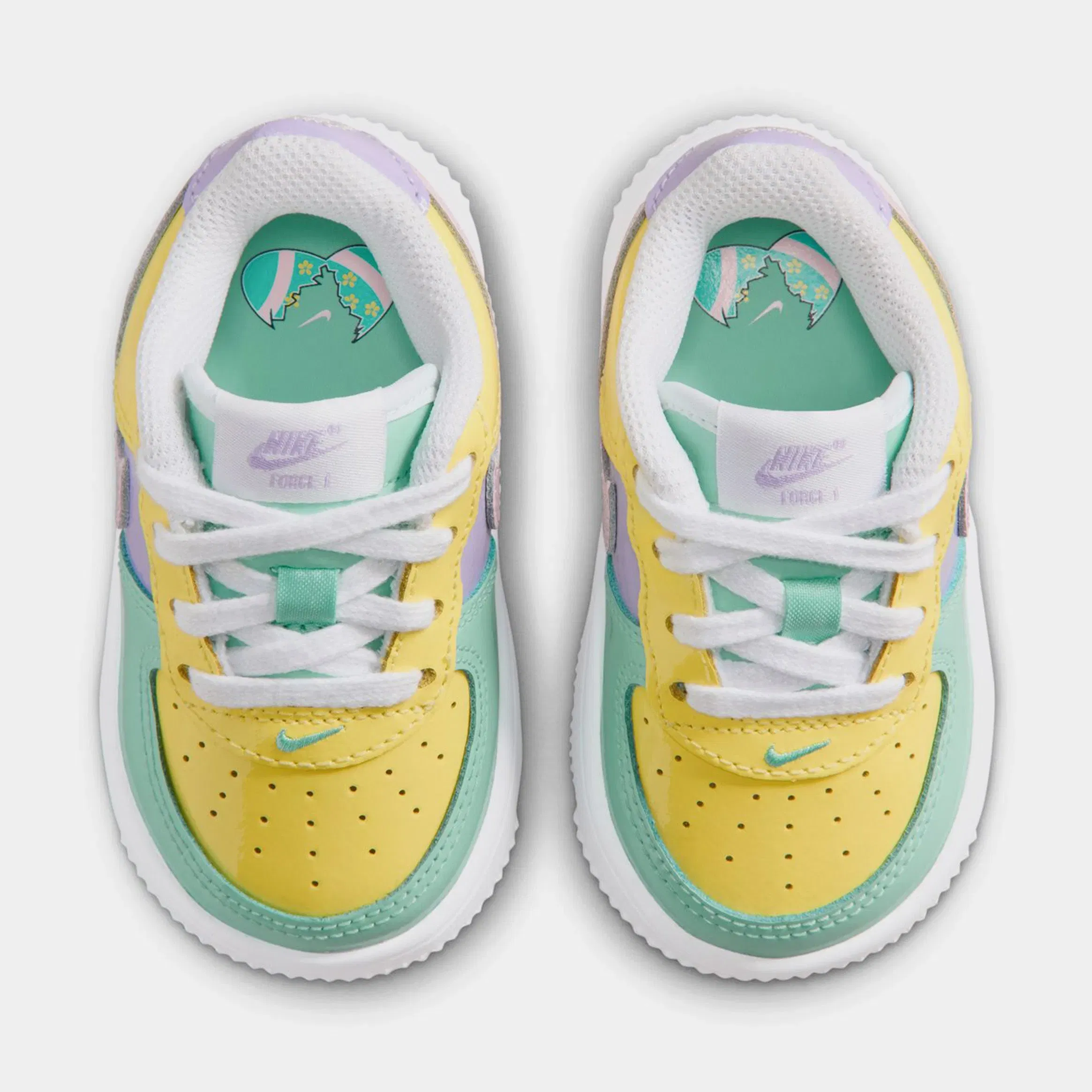 Nike Air Force 1' 07 Easter Infant Toddler Lifestyle Shoes (Yellow Pulse/Pink Foam/Hydrangeas)