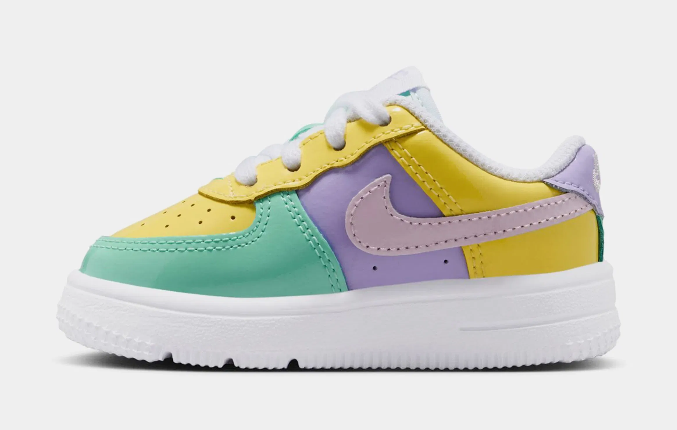 Nike Air Force 1' 07 Easter Infant Toddler Lifestyle Shoes (Yellow Pulse/Pink Foam/Hydrangeas)